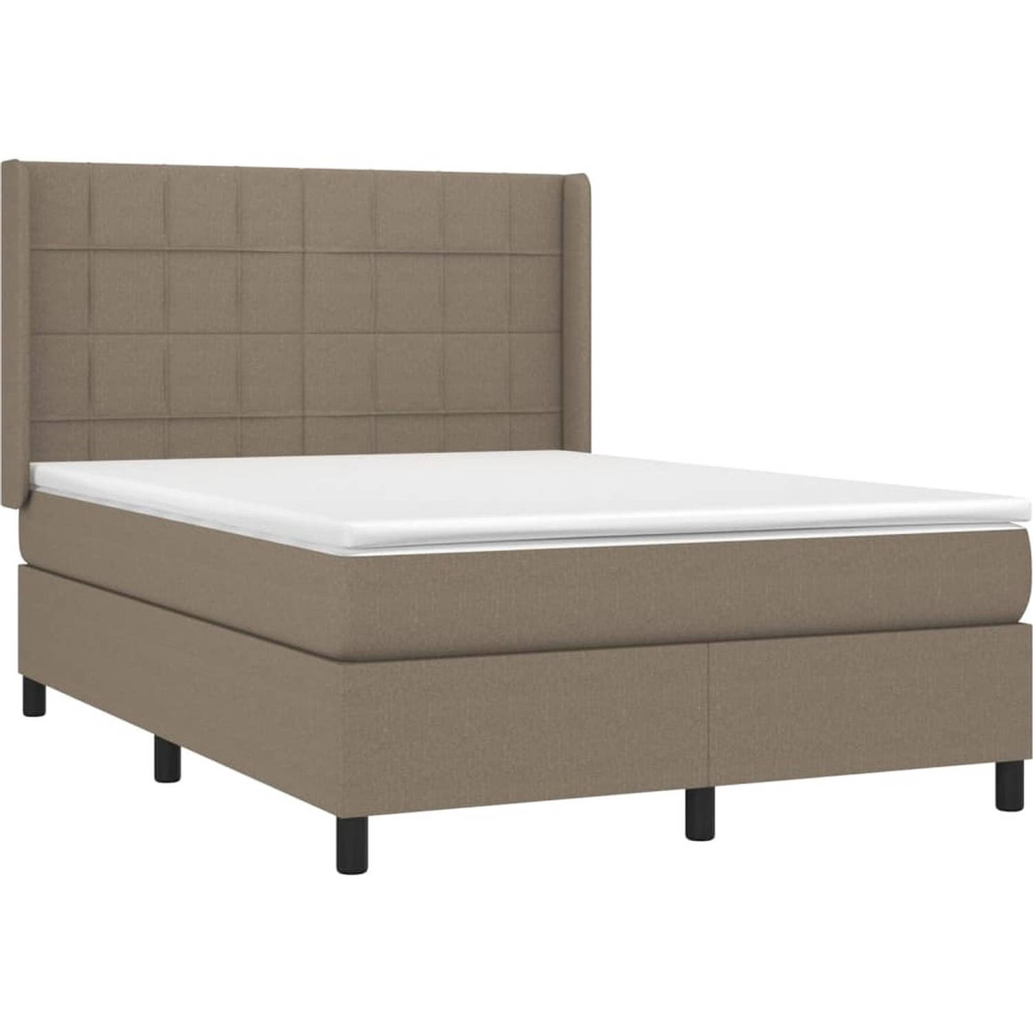The Living Store Boxspring - LED - Taupe - 140x190 cm - Pocketvering