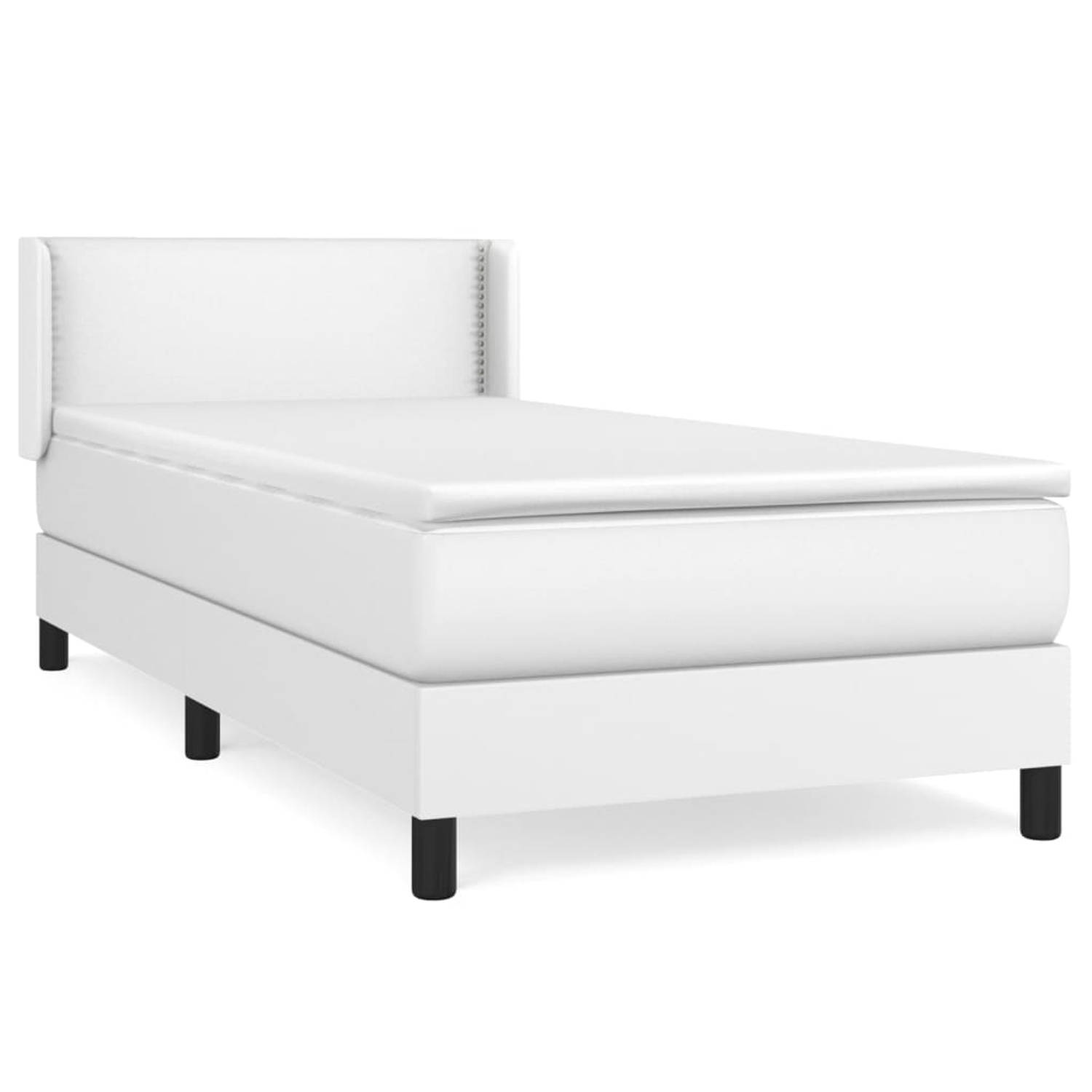 The Living Store Boxspring met matras kunstleer wit 100x200 cm - Bed