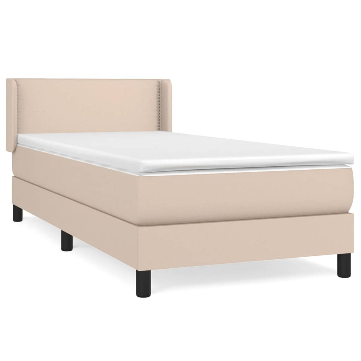 The Living Store Boxspring met matras kunstleer cappuccinokleurig 90x200 cm - Boxspring - Boxsprings - Bed - Slaapmeubel - Boxspringbed - Boxspring Bed - Tweepersoonsbed - Bed Met