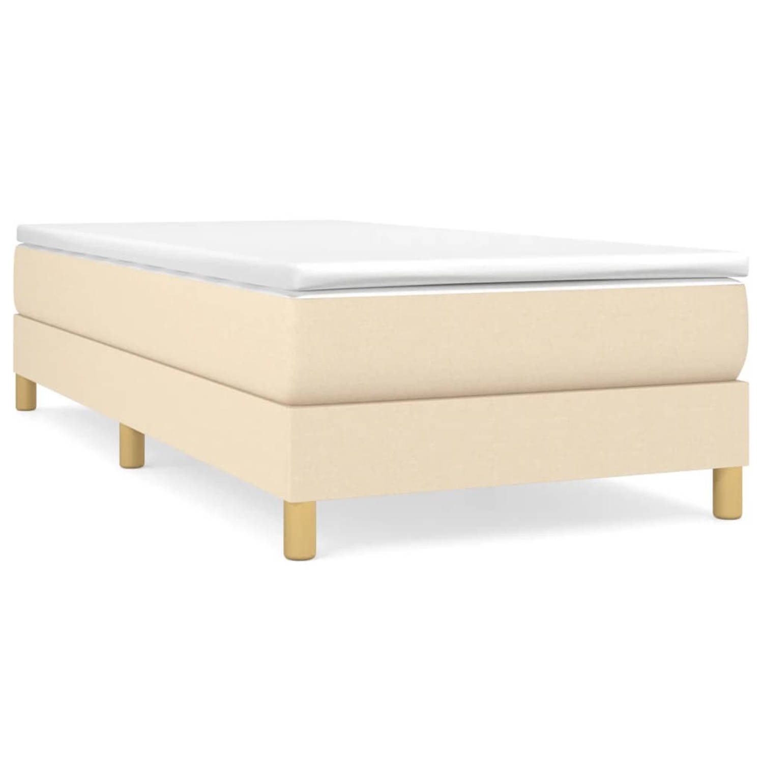 The Living Store Boxspringframe stof crèmekleurig 80x200 cm - Bed