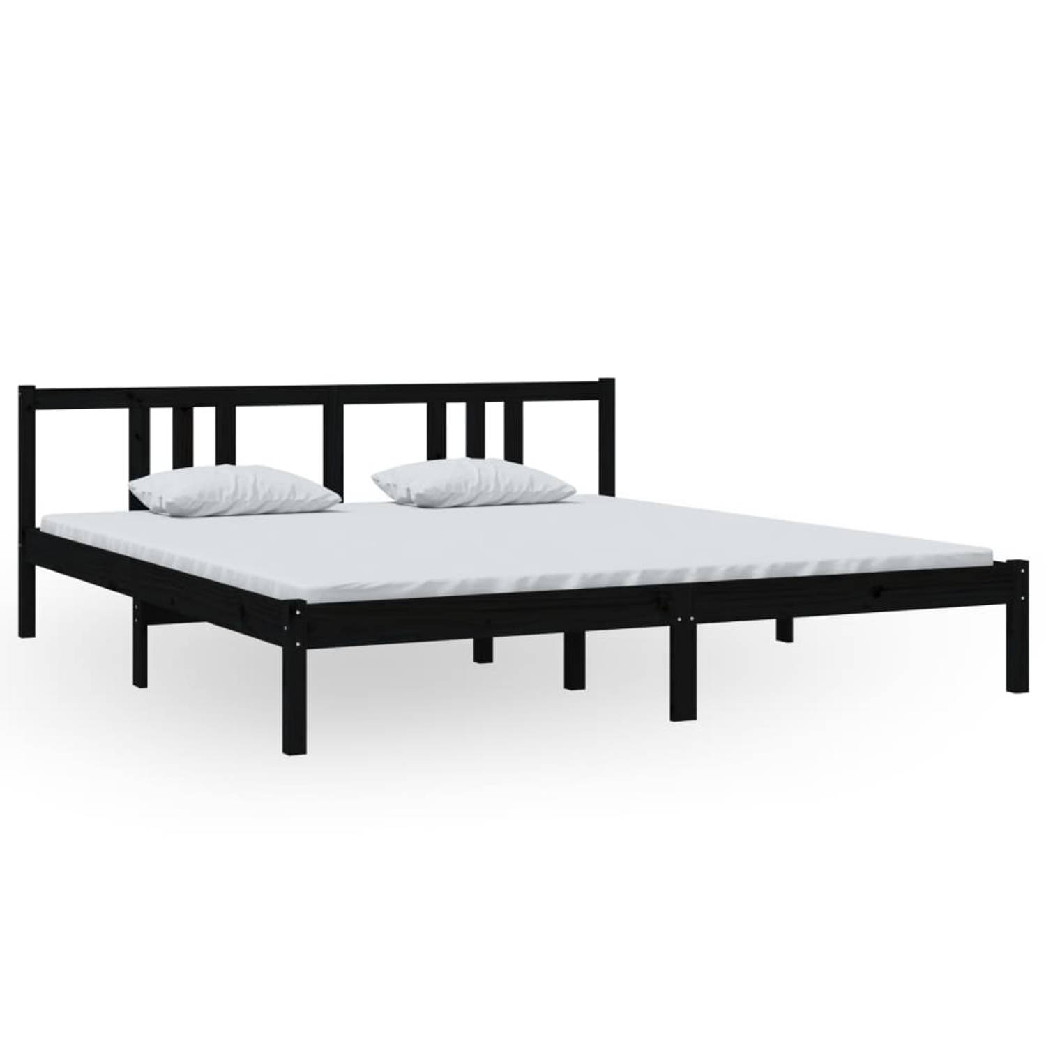 The Living Store Bedframe massief hout zwart 180x200 cm 6FT Super King - Bedframe - Bedframes - Bed - Bedbodem - Ledikant - Bed Frame - Massief Houten Bedframe - Slaapmeubel - Twee