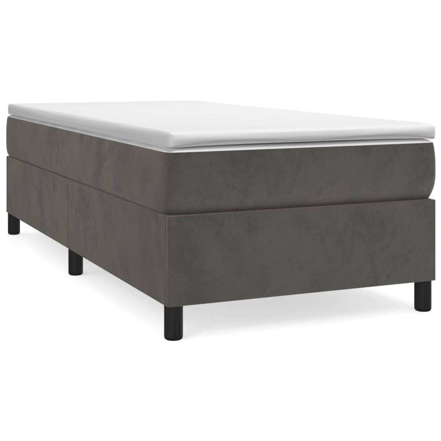 The Living Store Boxspringframe fluweel donkergrijs 90x190 cm - Bed