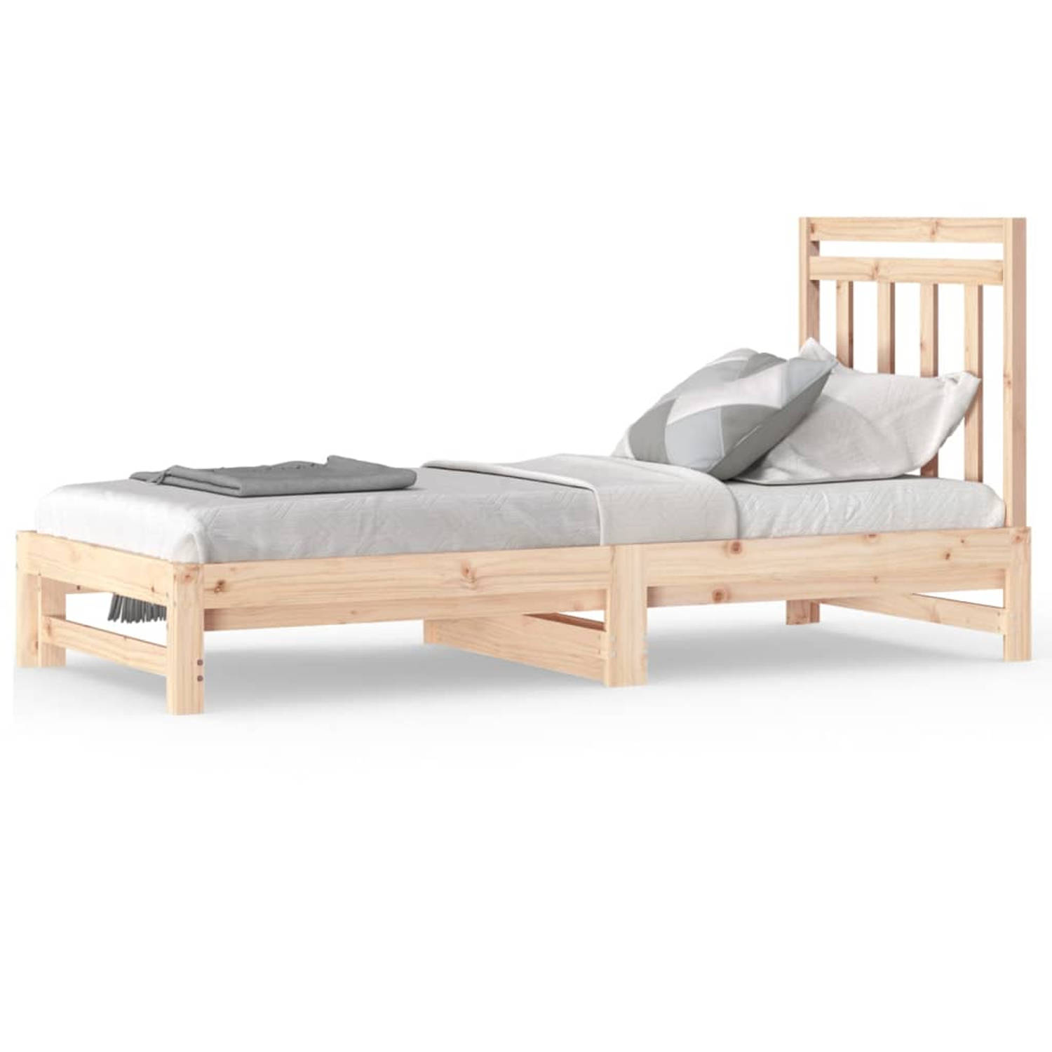 The Living Store Slaapbank uitschuifbaar 2x(90x200) cm massief grenenhout - Slaapbank - Slaapbanken - Bedbank - Bed - Bedframe - Houten Bedframe - Bedbodem - Logeerbed - Slaapmeube