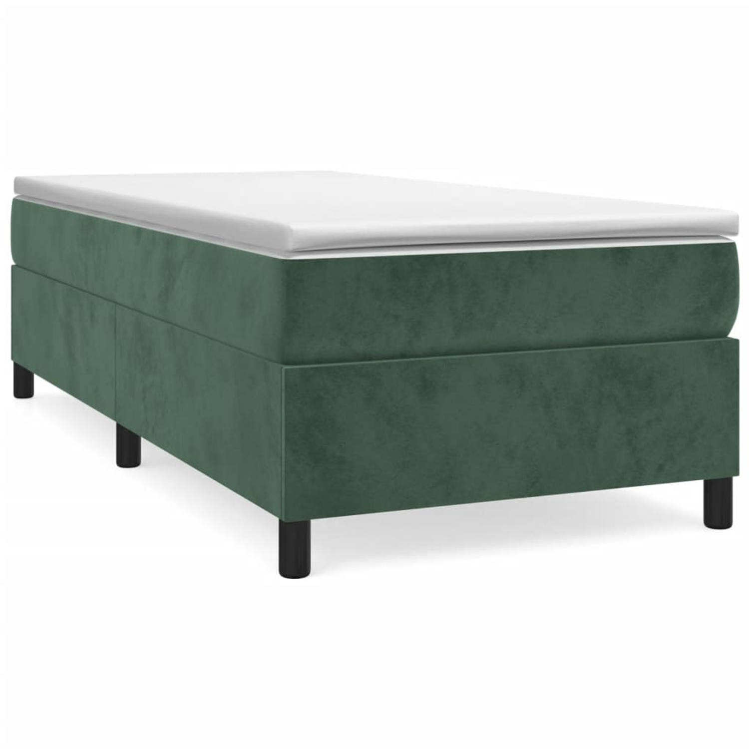 The Living Store Boxspringframe fluweel donkergroen 90x190 cm - Bed