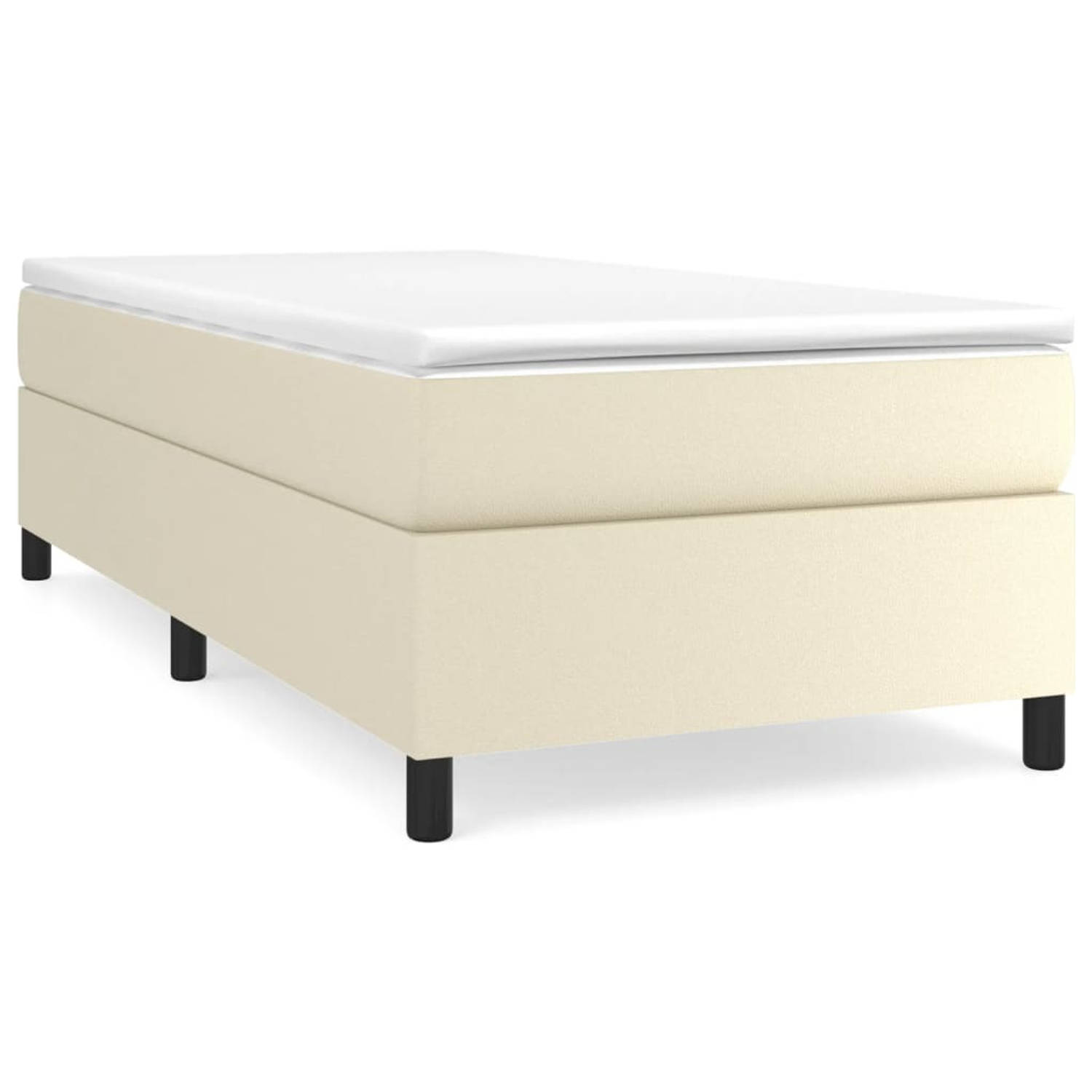 The Living Store Boxspringframe kunstleer crèmekleurig 80x200 cm - Boxspringframe - Boxspringframes - Bed - Ledikant - Slaapmeubel - Bedframe - Bedbodem - Eenpersoonsbed - Boxsprin