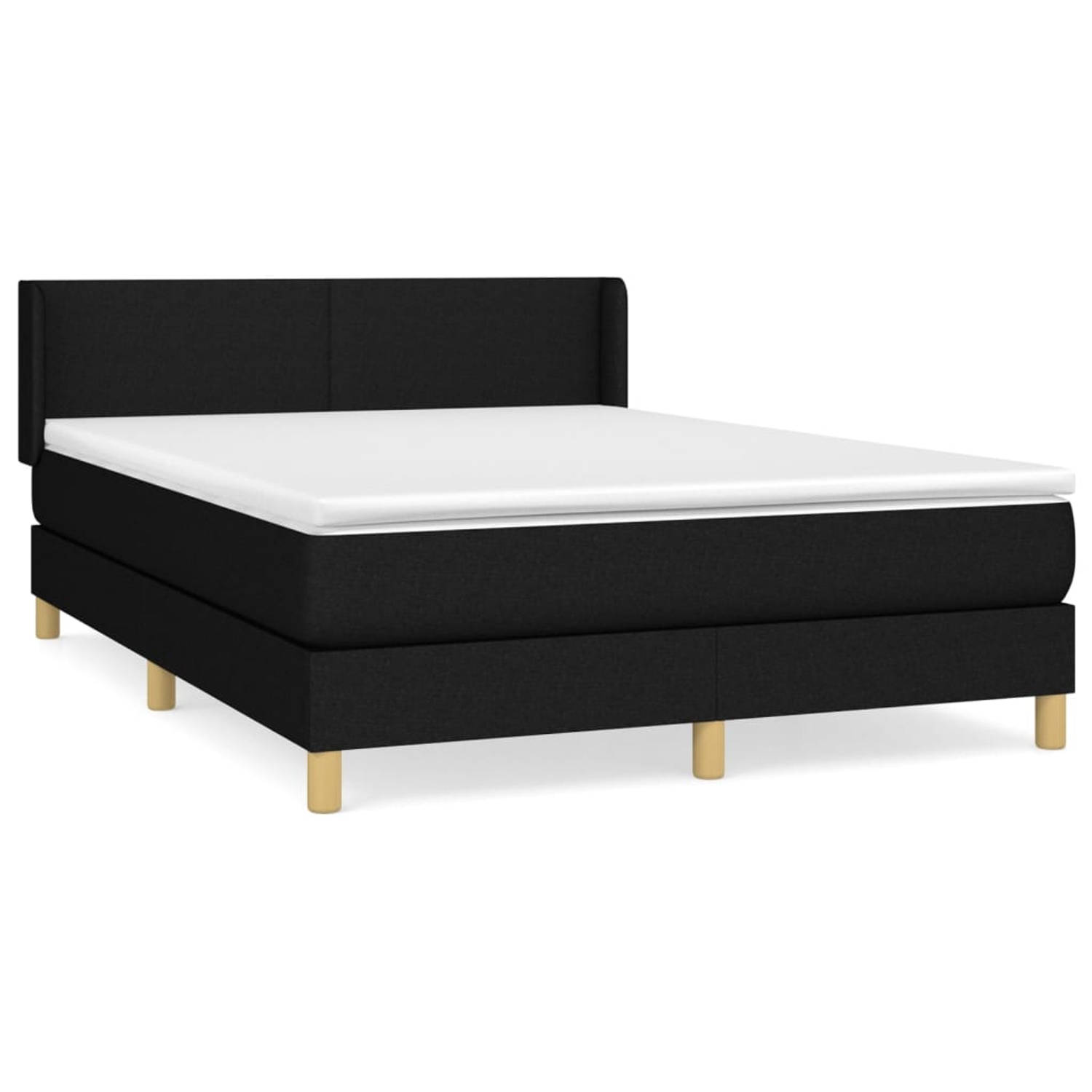 The Living Store Boxspringbed - Pocketvering Matras - Middelharde Ondersteuning - Huidvriendelijk Topmatras - 193x147x78/88 cm - Zwart