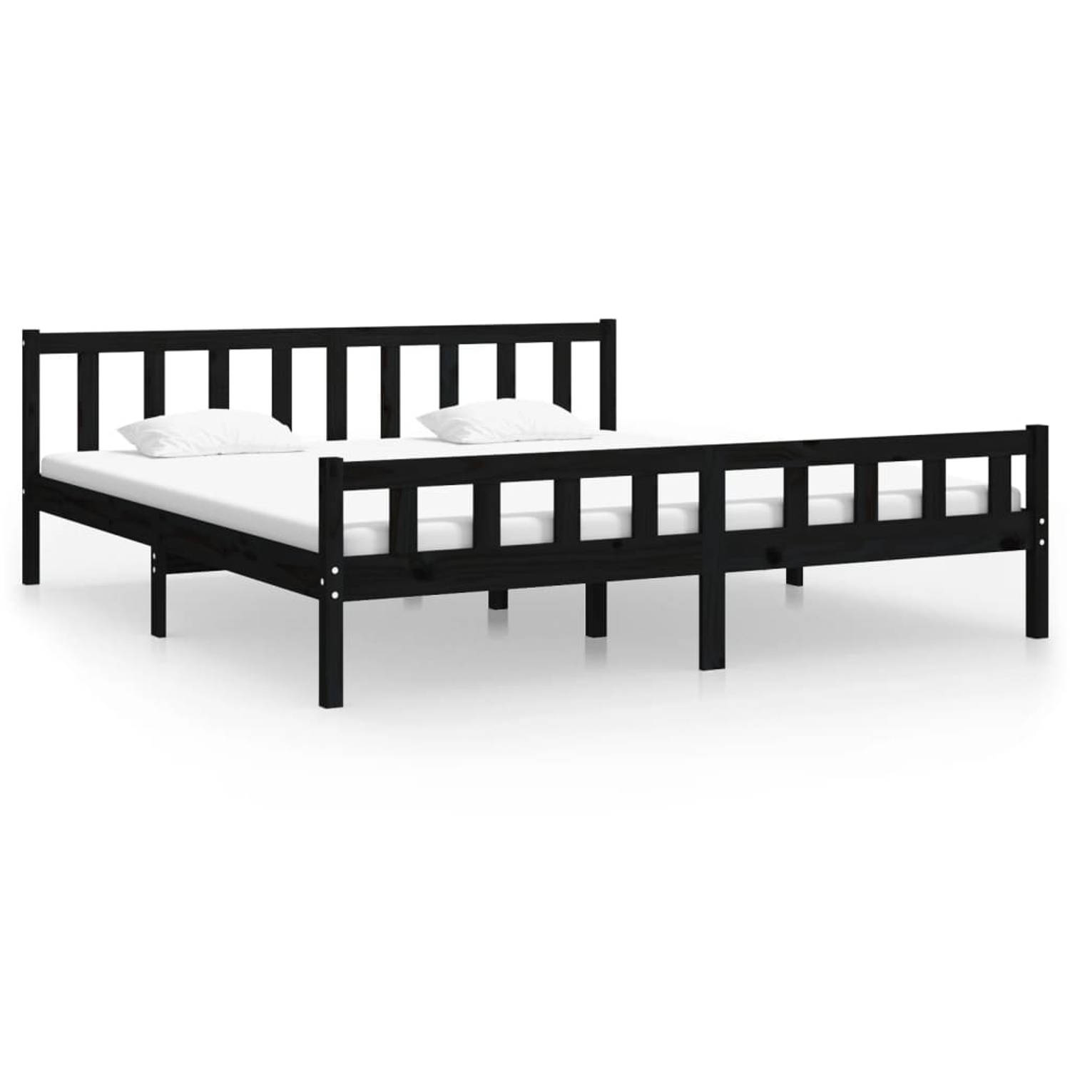 The Living Store Bedframe massief hout zwart 160x200 cm - Bedframe - Bedframes - Tweepersoonsbed - Bed - Bedombouw - Dubbel Bed - Frame - Bed Frame - Ledikant - Houten Bedframe - T