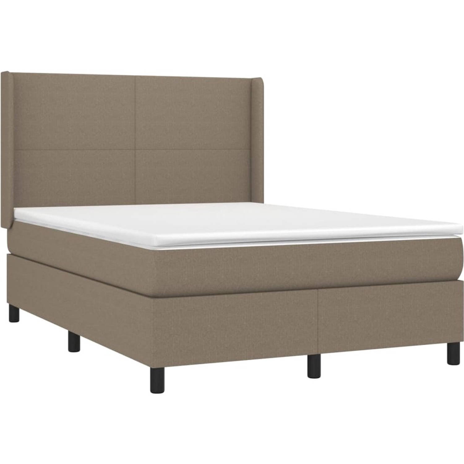 The Living Store Boxspringbed - Comfortabele ondersteuning - Pocketvering matras - Middelharde ondersteuning - Huidvriendelijk topmatras - Taupe - 193 x 147 x 118/128 cm (L x B x H