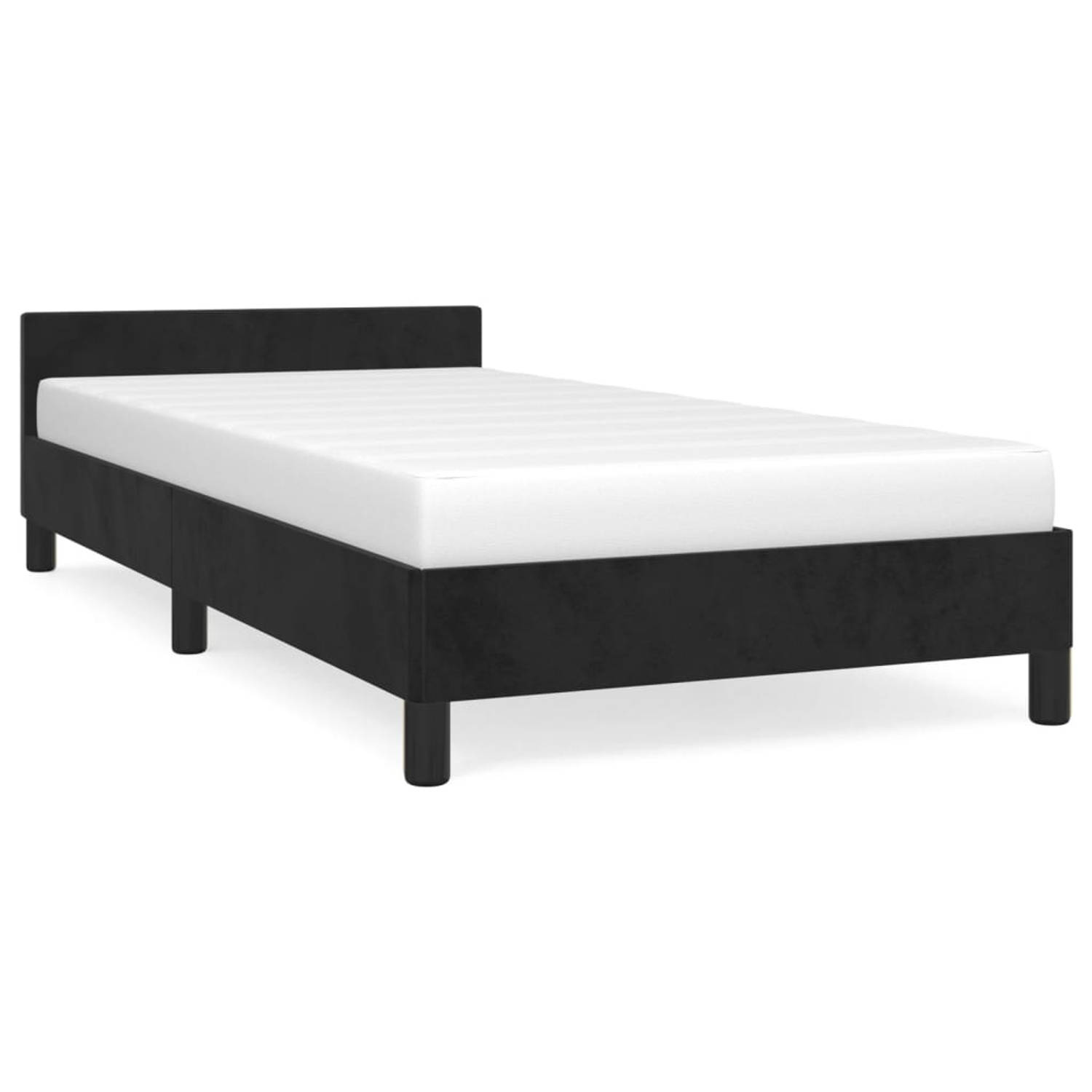 The Living Store Bedframe met hoofdeinde fluweel zwart 90x190 cm - Bed