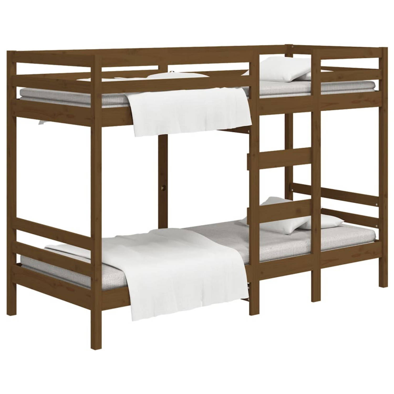 The Living Store Stapelbed massief grenenhout honingbruin 80x200 cm - Bed