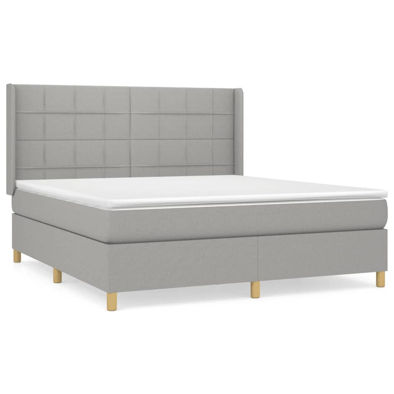 The Living Store Boxspring met matras stof lichtgrijs 180x200 cm - Bed