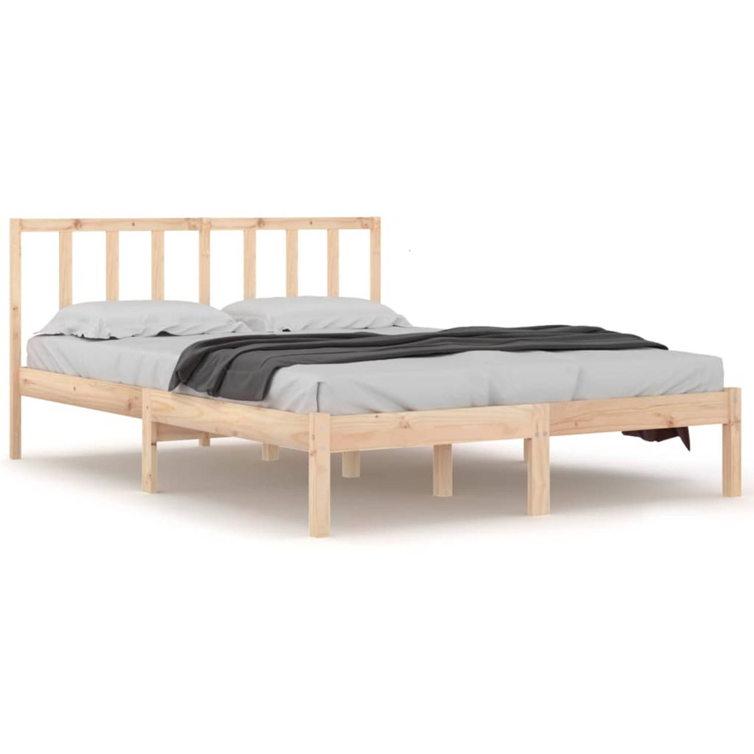 The Living Store Bedframe massief grenenhout 140x190 cm - Bedframe - Bedframes - Bed - Bedbodem - Ledikant - Bed Frame - Massief Houten Bedframe - Slaapmeubel - Bedden - Bedbodems