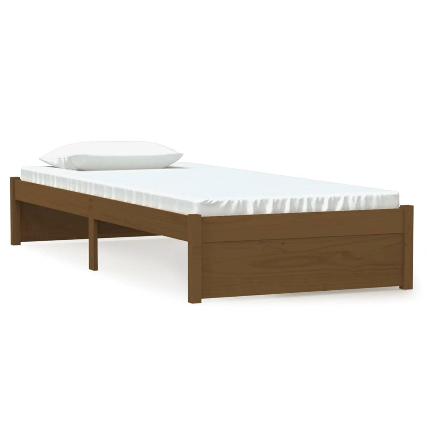 The Living Store Bedframe massief hout honingbruin 75x190 cm 2FT6 Small Single - Bedframe - Bedframes - Bed - Bedbodem - Ledikant - Bed Frame - Massief Houten Bedframe - Slaapmeube