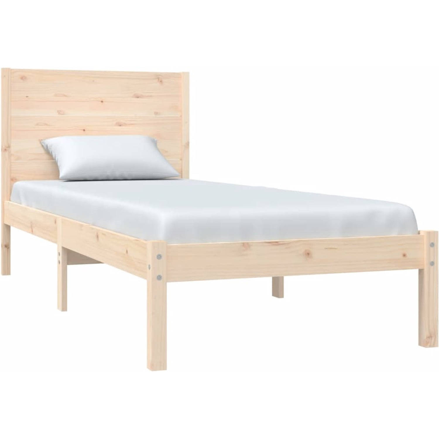 The Living Store Bedframe Klassiek Grenenhout - 195.5 x 95.5 x 100 cm - Lattenbodem - Geschikt voor 90 x 190 cm matras - Onbehandeld - Montage vereist