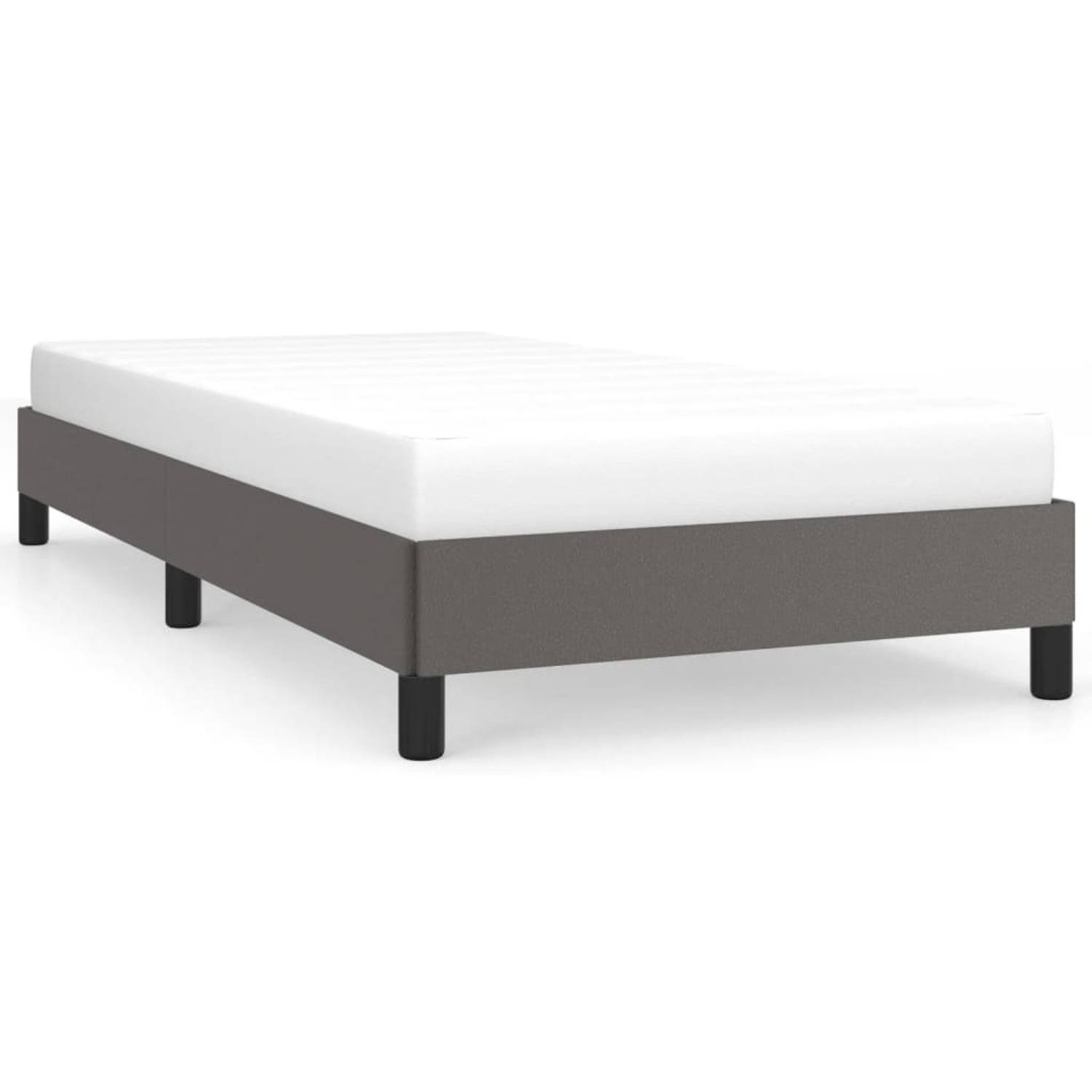 The Living Store Bedframe kunstleer grijs 80x200 cm - Bedframe - Bedframes - Bed - Slaapmeubel - Bedbodem - Ledikant - Eenpersoonsbed - Slaapbed - Bedden - Slaapmeubels - Slaapmeub