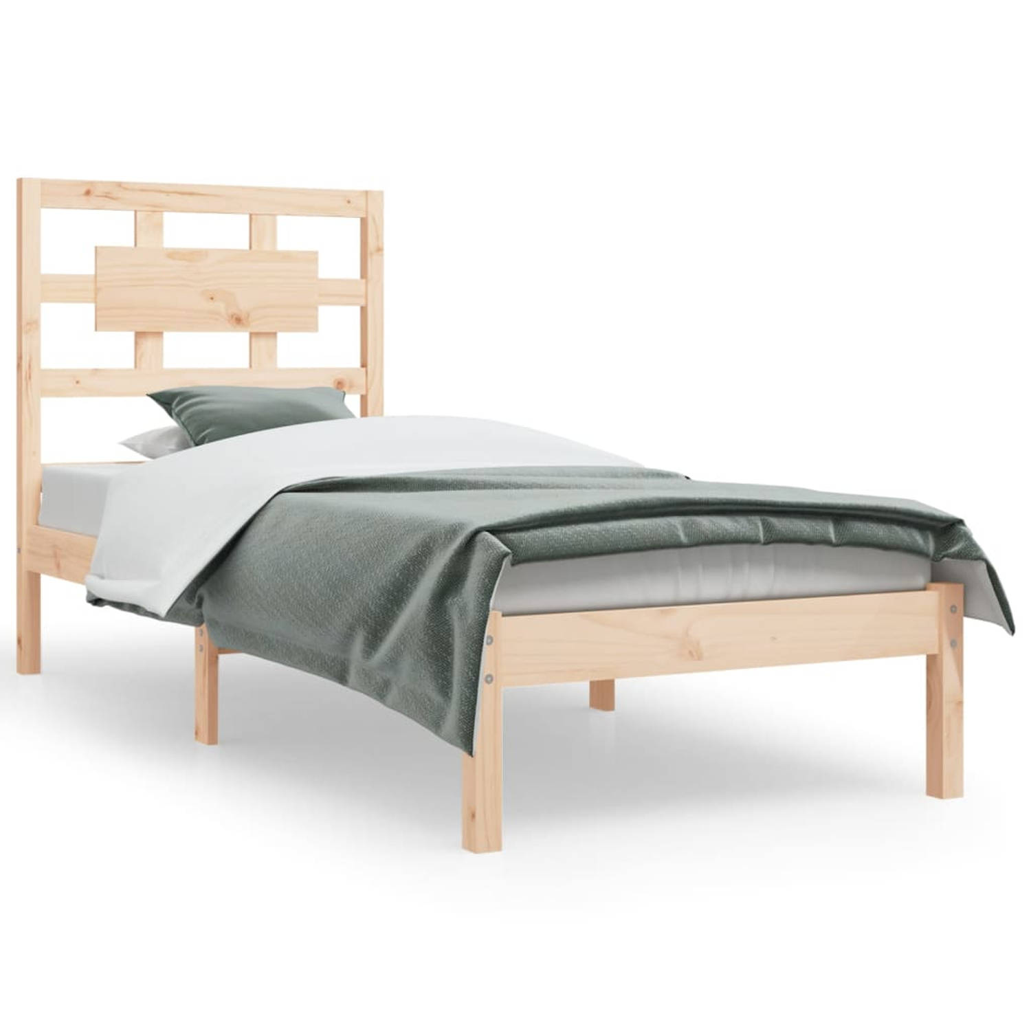 The Living Store Bedframe massief grenenhout 100x200 cm - Bedframe - Bedframes - Eenpersoonsbed - Bed - Bedombouw - Enkel Bed - Frame - Bed Frame - Ledikant - Houten Bedframe - Sla