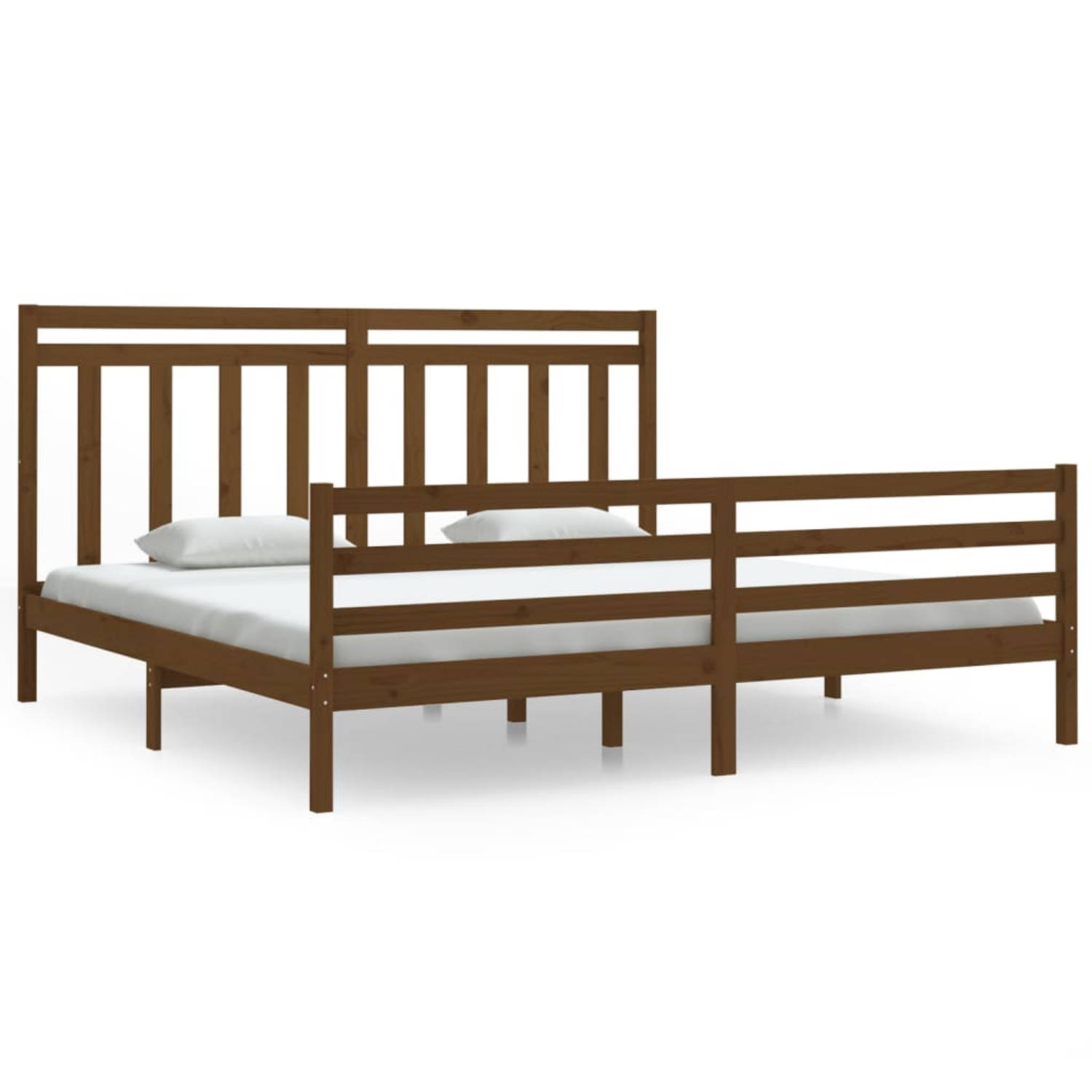 The Living Store Bedframe massief hout honingbruin 200x200 cm - Bedframe - Bedframes - Tweepersoonsbed - Bed - Bedombouw - Dubbel Bed - Frame - Bed Frame - Ledikant - Houten Bedfra