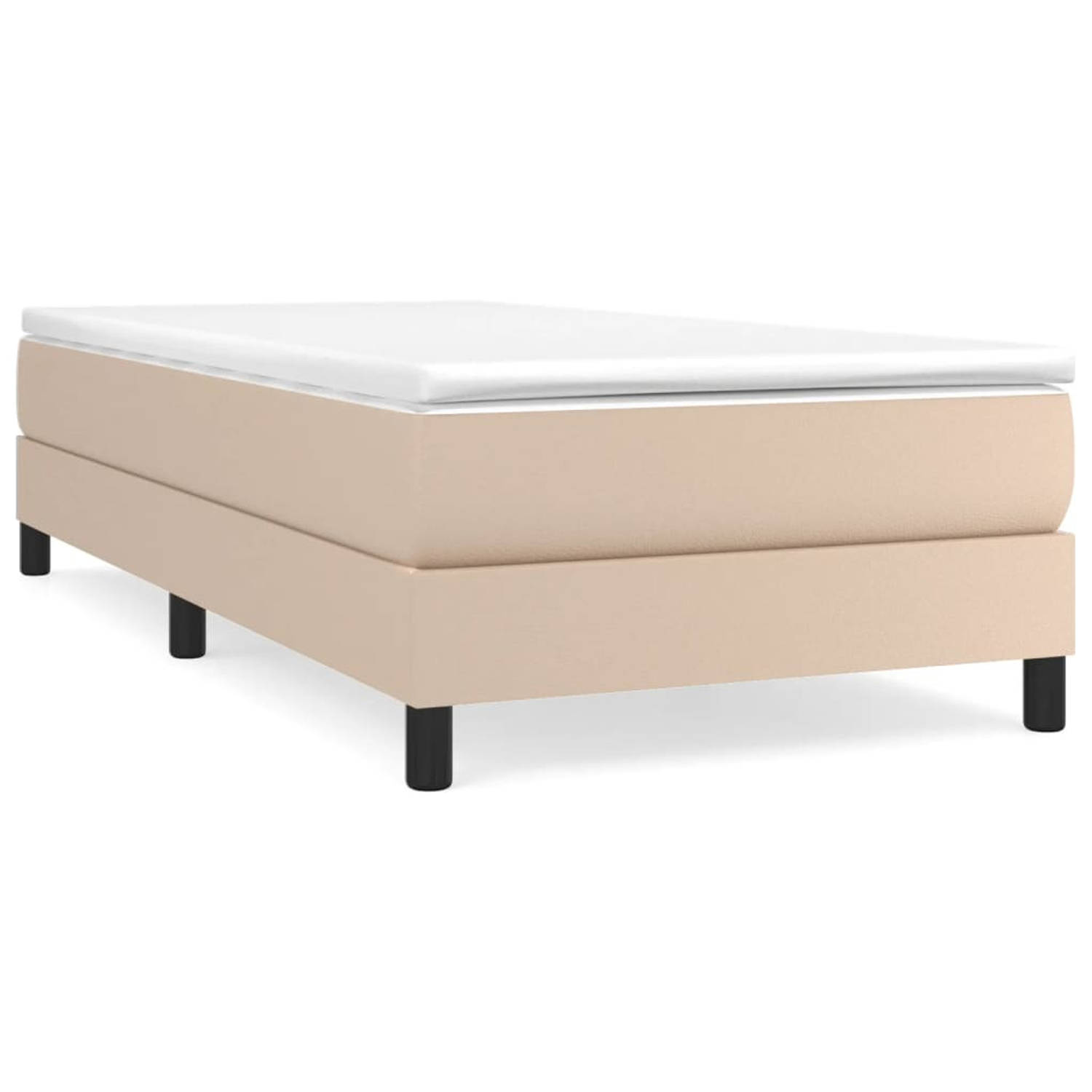 The Living Store Boxspringframe kunstleer cappuccino 90x200 cm - Boxspringframe - Boxspringframes - Bed - Ledikant - Slaapmeubel - Bedframe - Bedbodem - Eenpersoonsbed - Boxspring