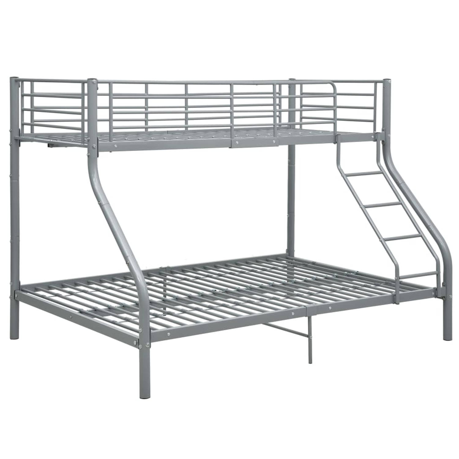 The Living Store Stapelbedframe metaal grijs 140x200 cm/90x200 cm - Bed