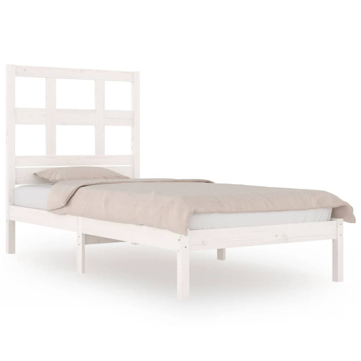 The Living Store Bedframe massief grenenhout wit 90x200 cm - Bedframe - Bedframes - Bed - Bedbodem - Ledikant - Bed Frame - Massief Houten Bedframe - Slaapmeubel - Eenpersoonsbed -