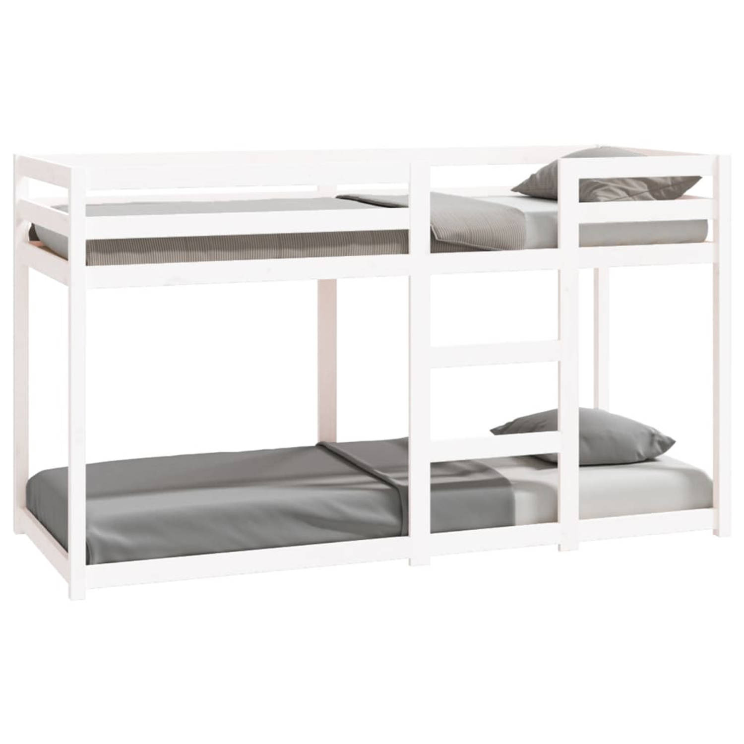 The Living Store Stapelbed 75x190 cm massief grenenhout wit - Stapelbed - Stapelbedden - Bed - Bedframe - Stapelbedframe - Bed Frame - Bedden - Bedframes - Stapelbedframes - Bed Fr