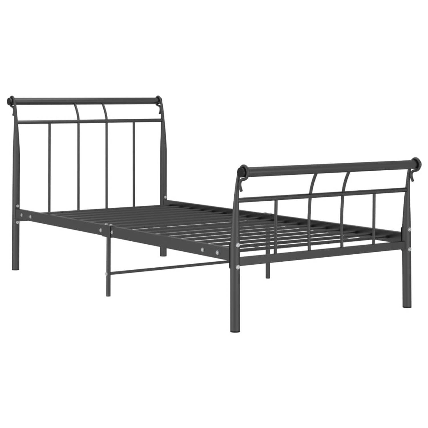 The Living Store Bedframe metaal zwart 90x200 cm - Bedframe - Bedframe - Bed Frame - Bed Frames - Bed - Bedden - Metalen Bedframe - Metalen Bedframes - 1-persoonsbed - 1