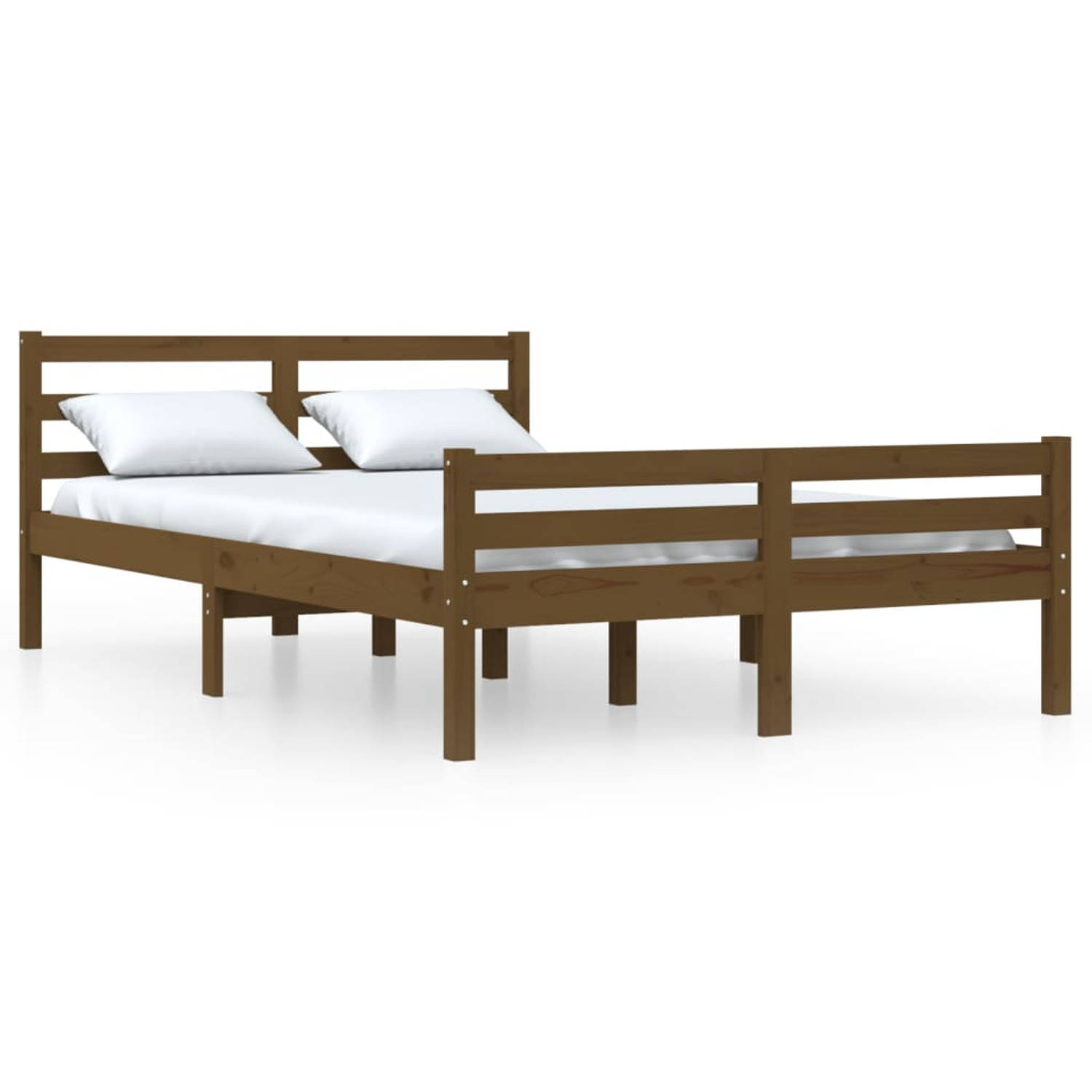 The Living Store Bedframe massief hout honingbruin 160x200 cm - Bedframe - Bedframes - Bed - Bedbodem - Ledikant - Bed Frame - Massief Houten Bedframe - Slaapmeubel - Tweepersoonsb