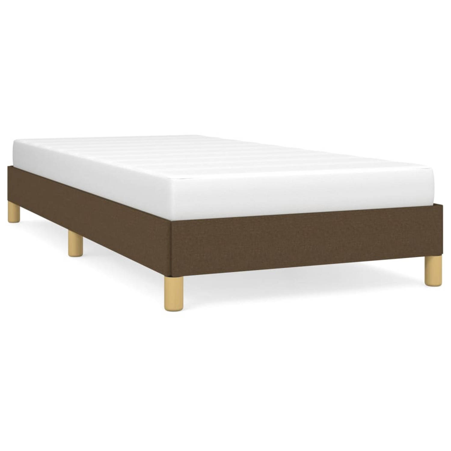 The Living Store Bedframe stof donkerbruin 90x190 cm - Bedframe - Bedframes - Slaapmeubel - Bedbodem - Ledikant - Eenpersoonsbed - Slaapmeubels - Slaapmeubelen - Slaapmeubilair - B