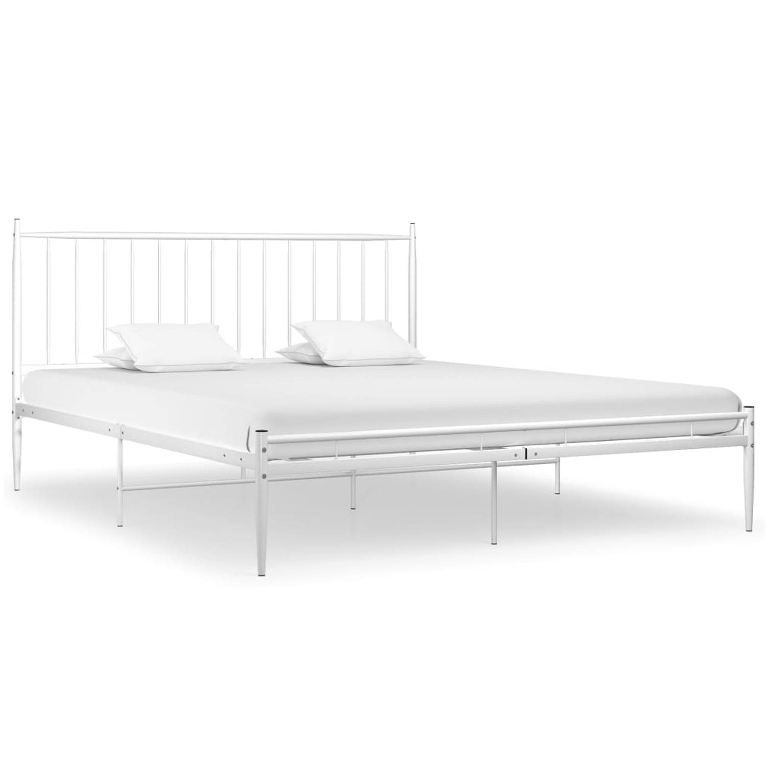 The Living Store Bedframe metaal wit 180x200 cm - Bedframe - Bedframes - Tweepersoonsbed - Tweepersoonsbedden - Bed - Bedden - Bedombouw - Bedombouwen - Frame - Frames - Slaapmeube