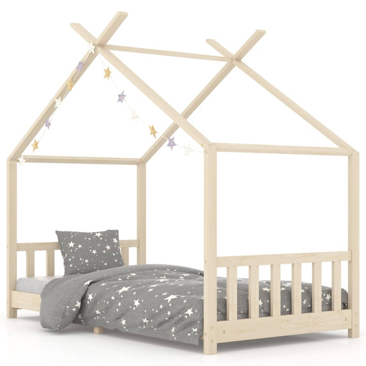 The Living Store Bed Frame - Boomhut-stijl - 206 x 98 x 155 cm - Geschikt voor 90 x 200 cm matras - Massief grenenhouten frame