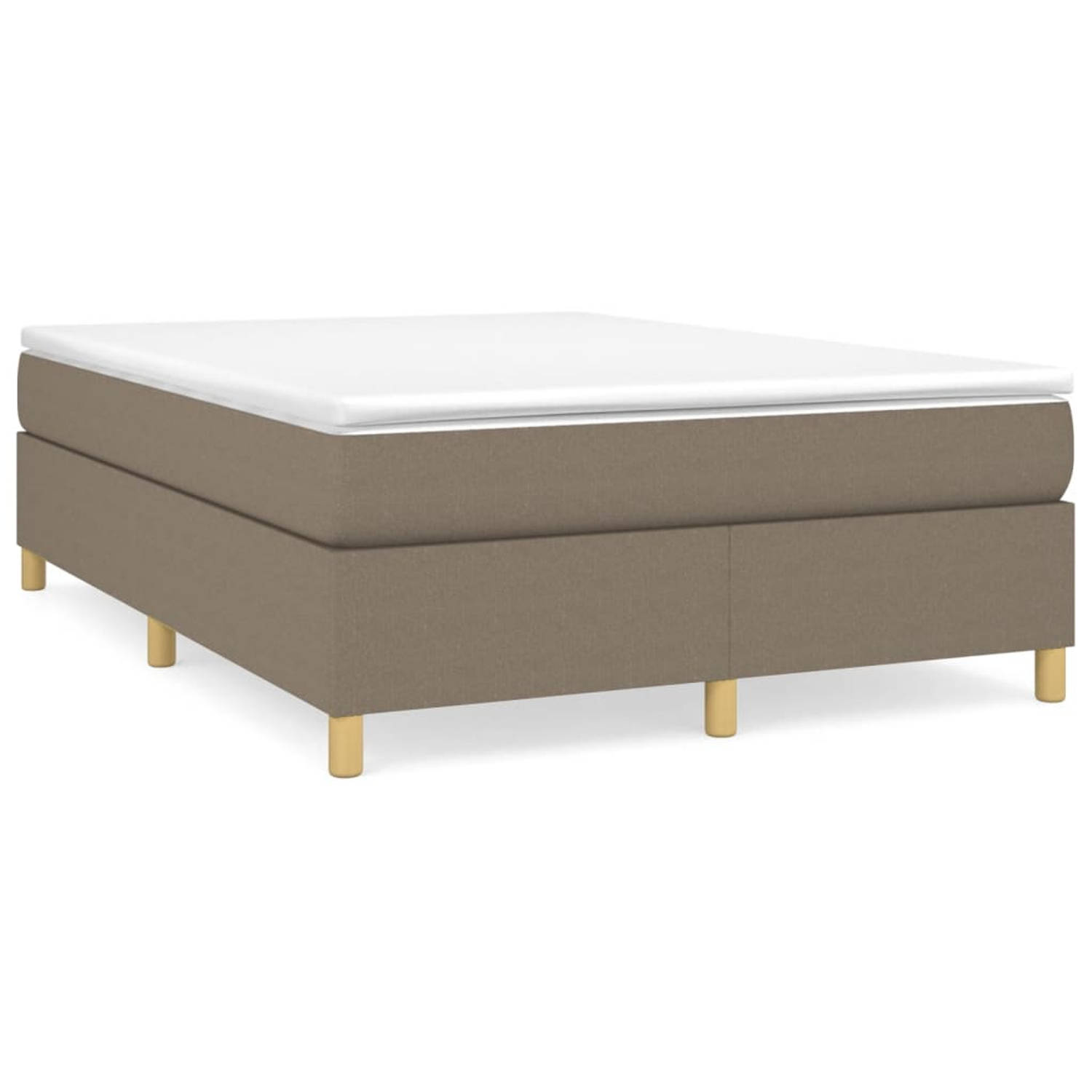 The Living Store Boxspringframe stof taupe 140x190 cm - Boxspringframe - Boxspringframes - Bed - Ledikant - Slaapmeubel - Bedframe - Bedbodem - Tweepersoonsbed - Boxspring - Bedden