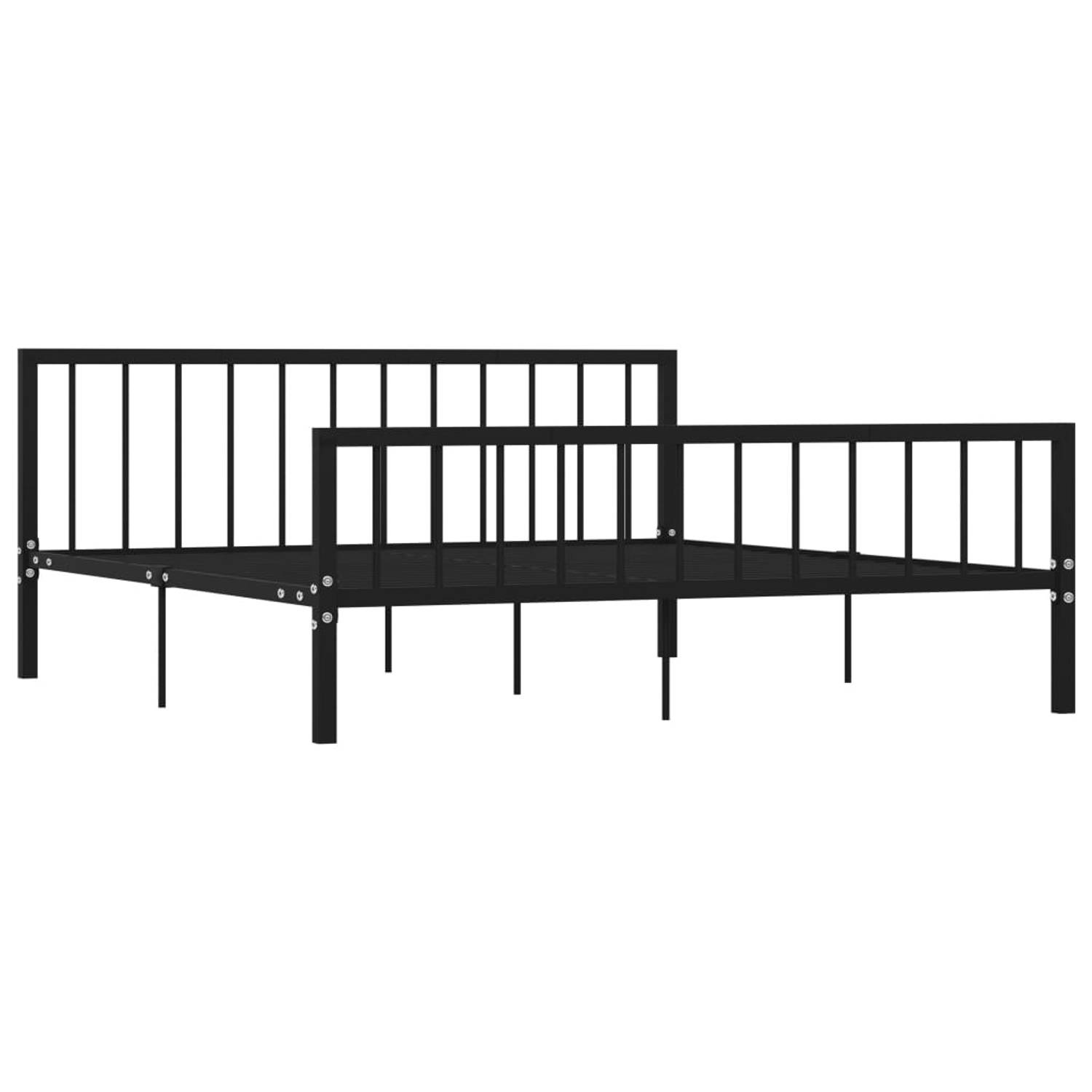 The Living Store Bedframe metaal zwart 180x200 cm - Bedframe - Bedframes - Tweepersoonsbed - Tweepersoonsbedden - Bed - Bedden - Bedombouw - Bedombouwen - Frame - Frames - Slaapmeu