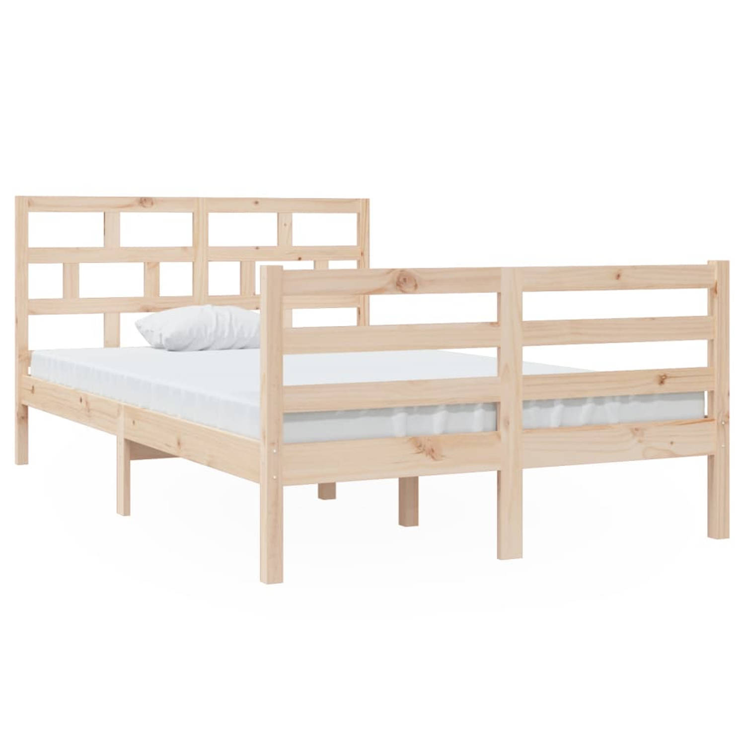 The Living Store Bedframe massief grenenhout 120x200 cm - Bedframe - Bedframes - Bed - Bedbodem - Ledikant - Bed Frame - Massief Houten Bedframe - Slaapmeubel - Tweepersoonsbed - B