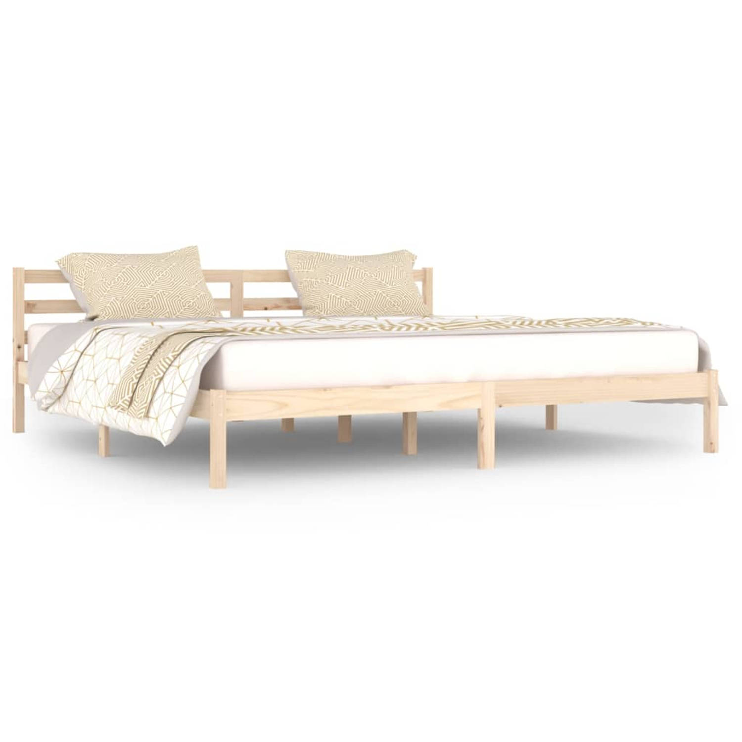The Living Store Bedframe massief grenenhout 200x200 cm - Bedframe - Bedframes - Bed - Bedbodem - Ledikant - Bed Frame - Massief Houten Bedframe - Slaapmeubel - Bedden - Bedbodems