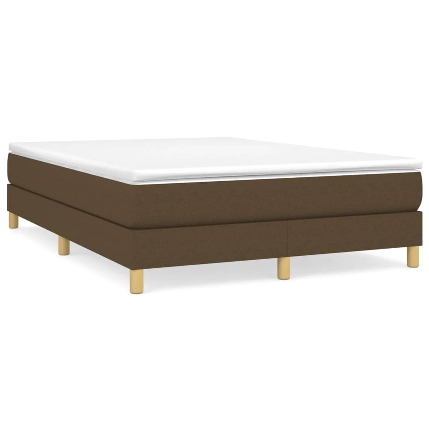 The Living Store Boxspringframe stof donkerbruin 140x190 cm - Boxspringframe - Boxspringframes - Bed - Ledikant - Slaapmeubel - Bedframe - Bedbodem - Tweepersoonsbed - Boxspring -