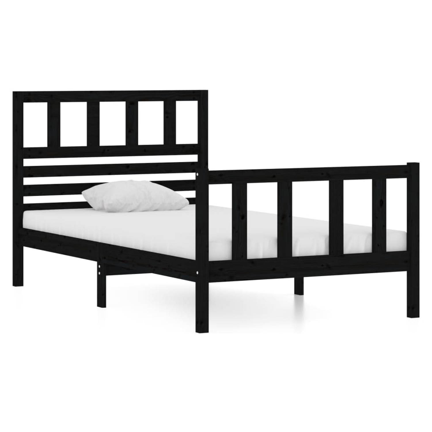 The Living Store Bedframe massief hout zwart 90x190 cm 3FT single - Bedframe - Bedframes - Eenpersoonsbed - Bed - Bedombouw - Frame - Bed Frame - Ledikant - Bedframe Met Hoofdeinde