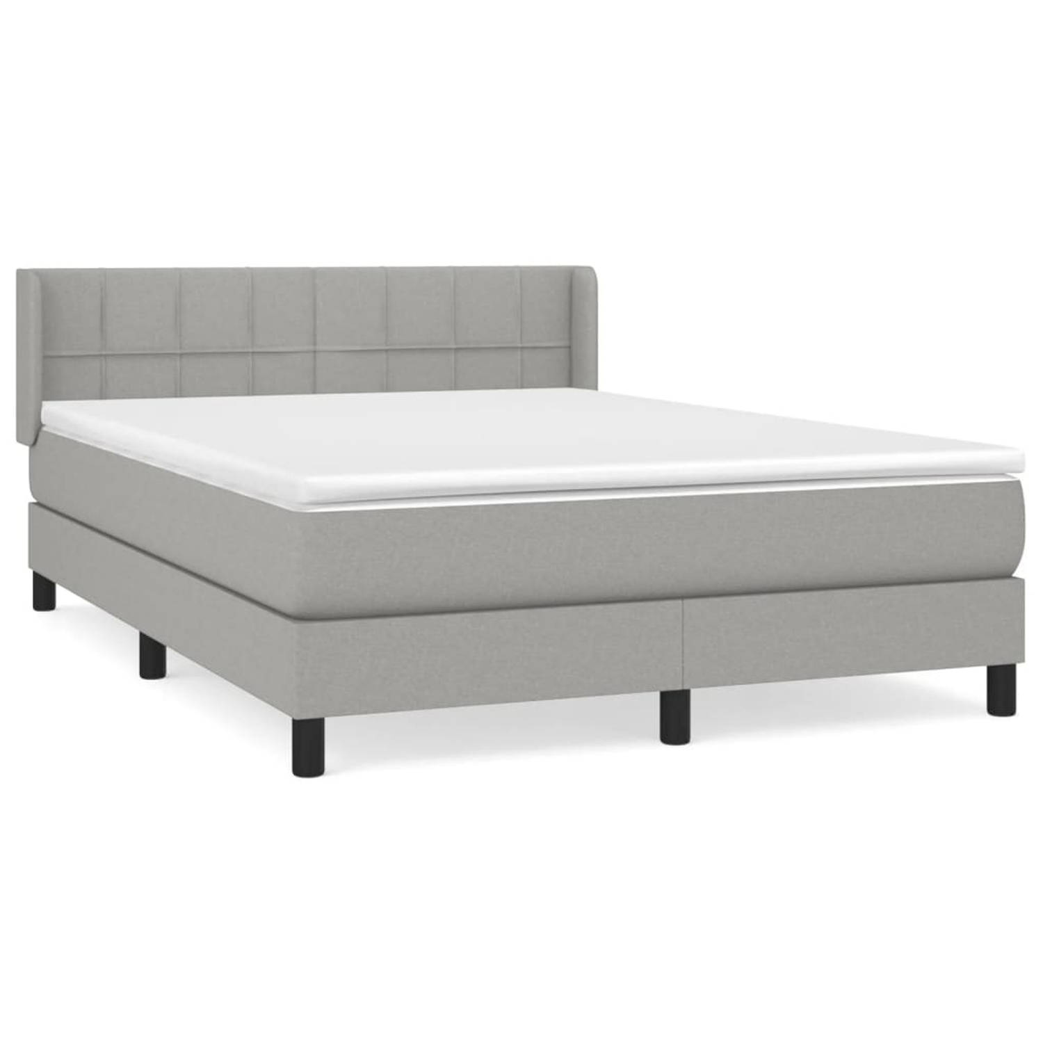 The Living Store Boxspring met matras stof lichtgrijs 140x190 cm - Bed