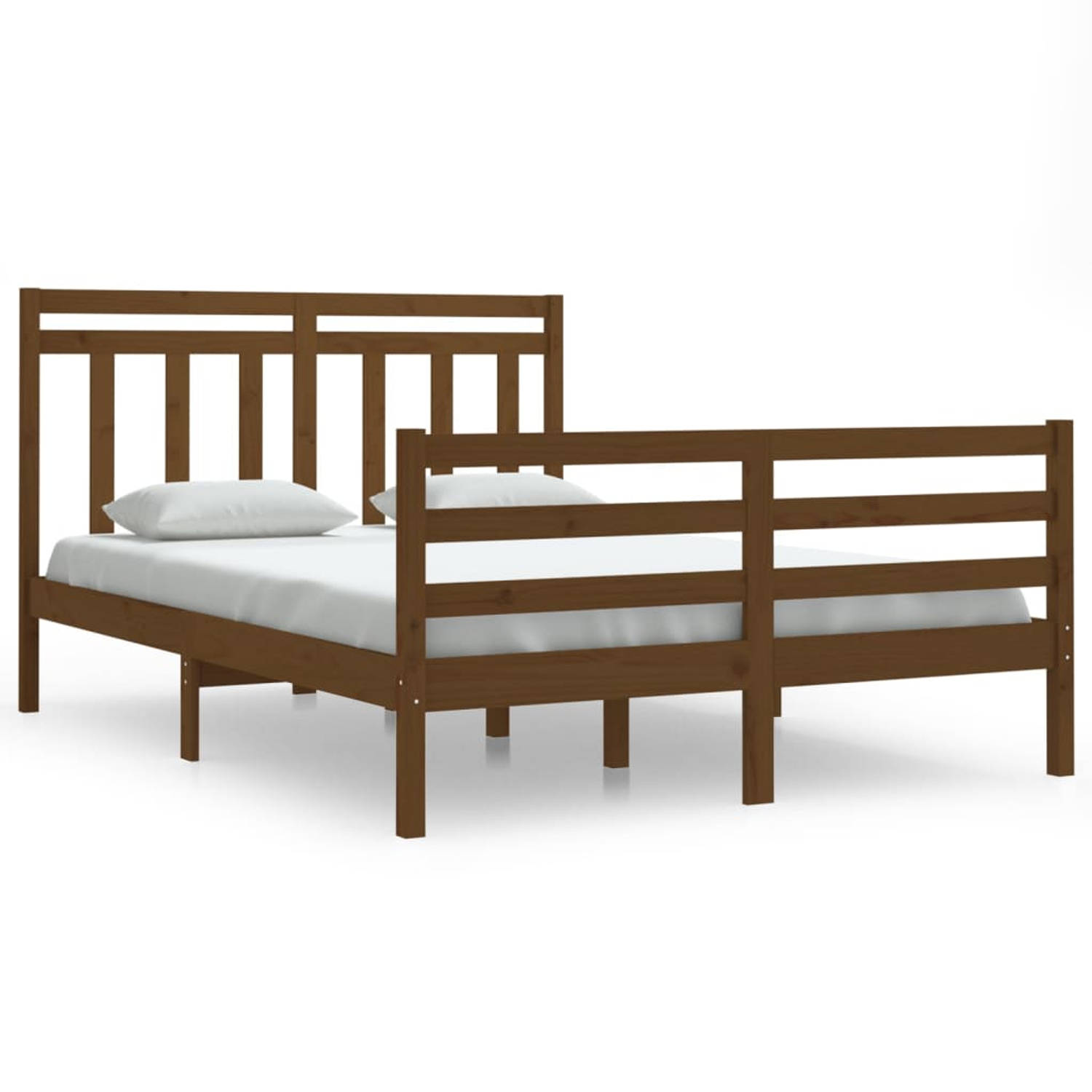 The Living Store Bedframe massief hout honingbruin 140x200 cm - Bedframe - Bedframes - Tweepersoonsbed - Bed - Bedombouw - Dubbel Bed - Frame - Bed Frame - Ledikant - Houten Bedfra