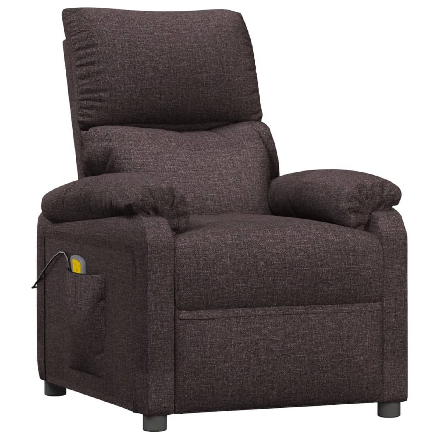 The Living Store Massagestoel stof donkerbruin - Fauteuil