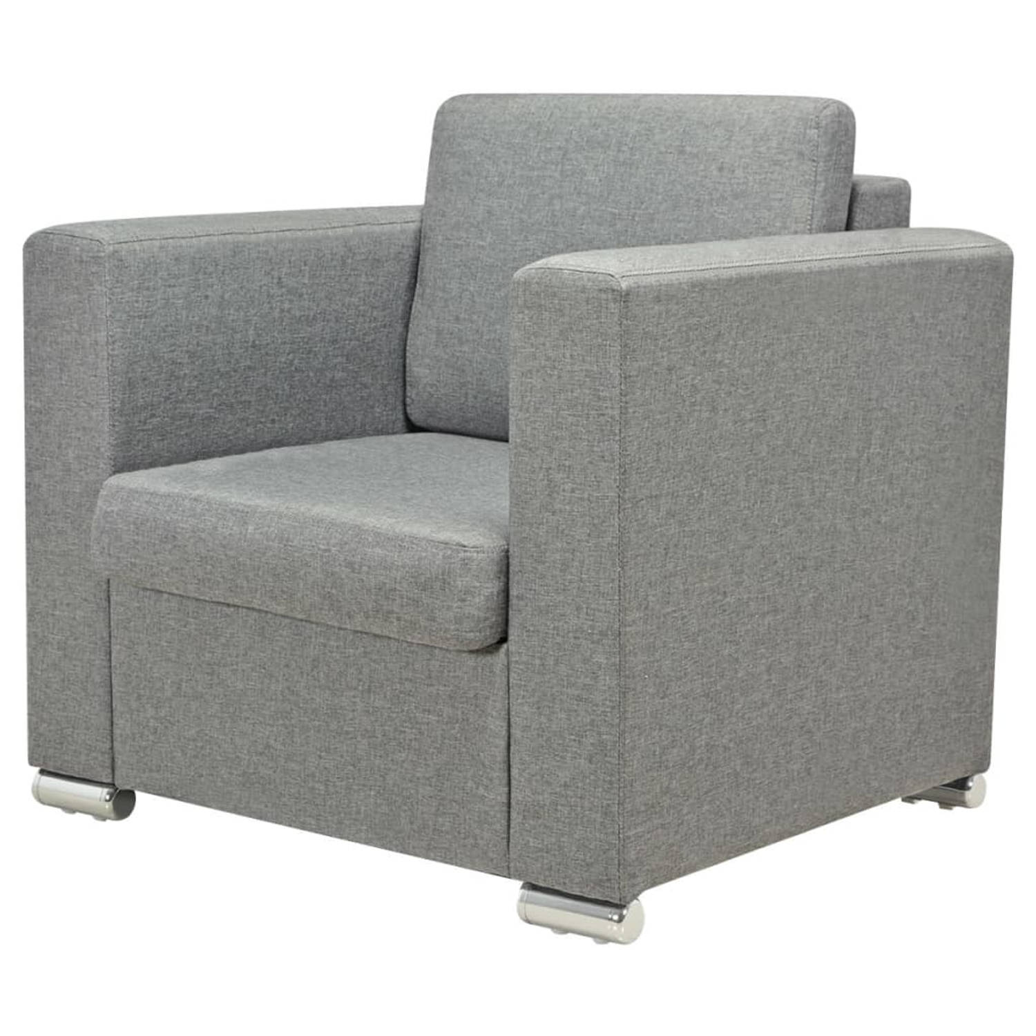 The Living Store Fauteuil stof lichtgrijs - Fauteuil