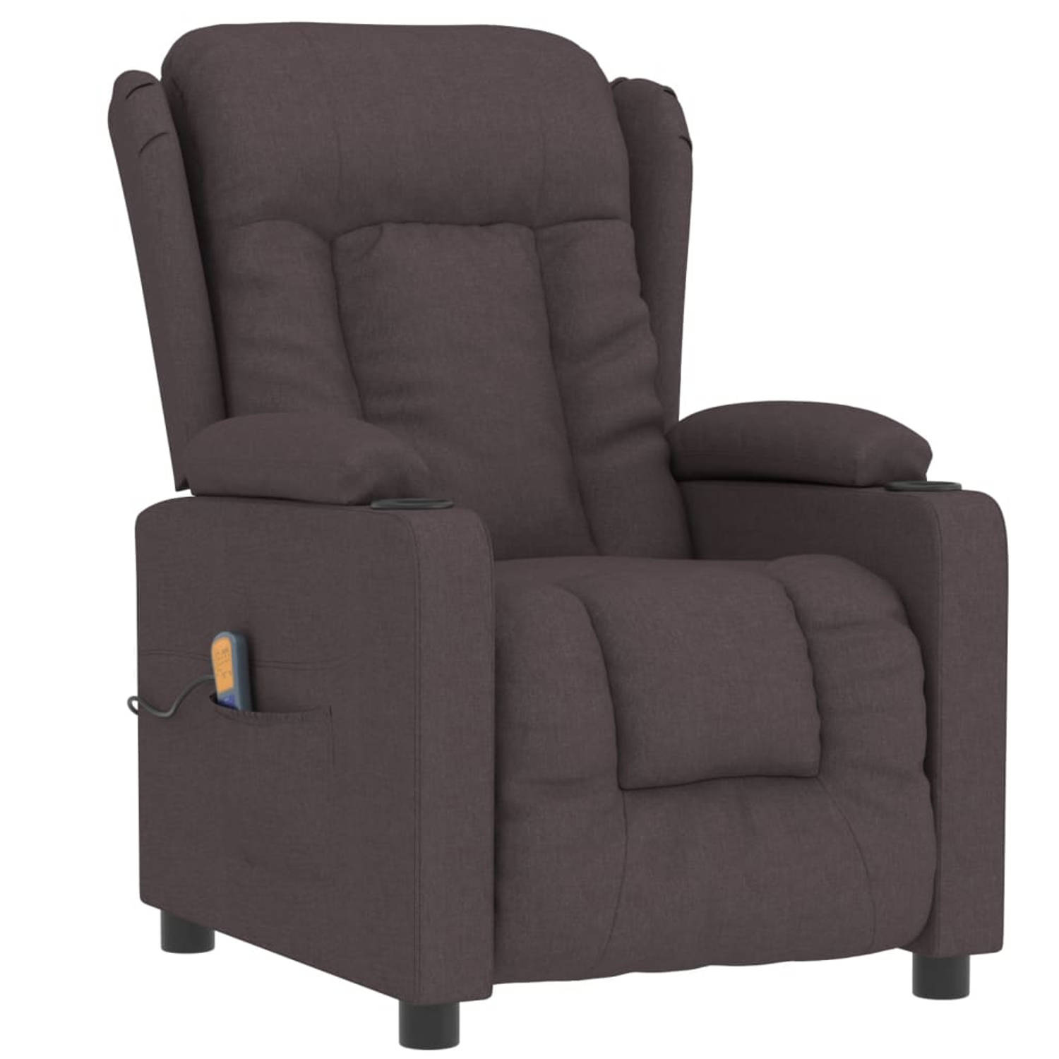 The Living Store Massagestoel stof donkerbruin - Fauteuil