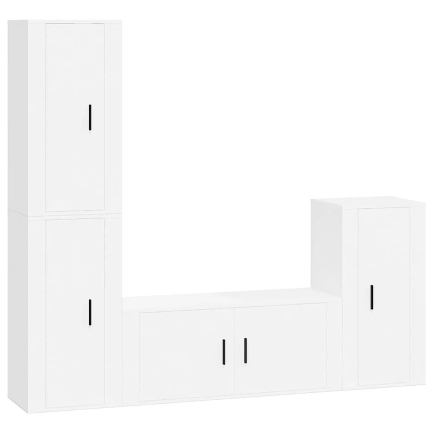 The Living Store TV-meubel klassiek design bewerkt hout wandgemonteerd wit 100 x 34.5 x 40 cm 3 x 40