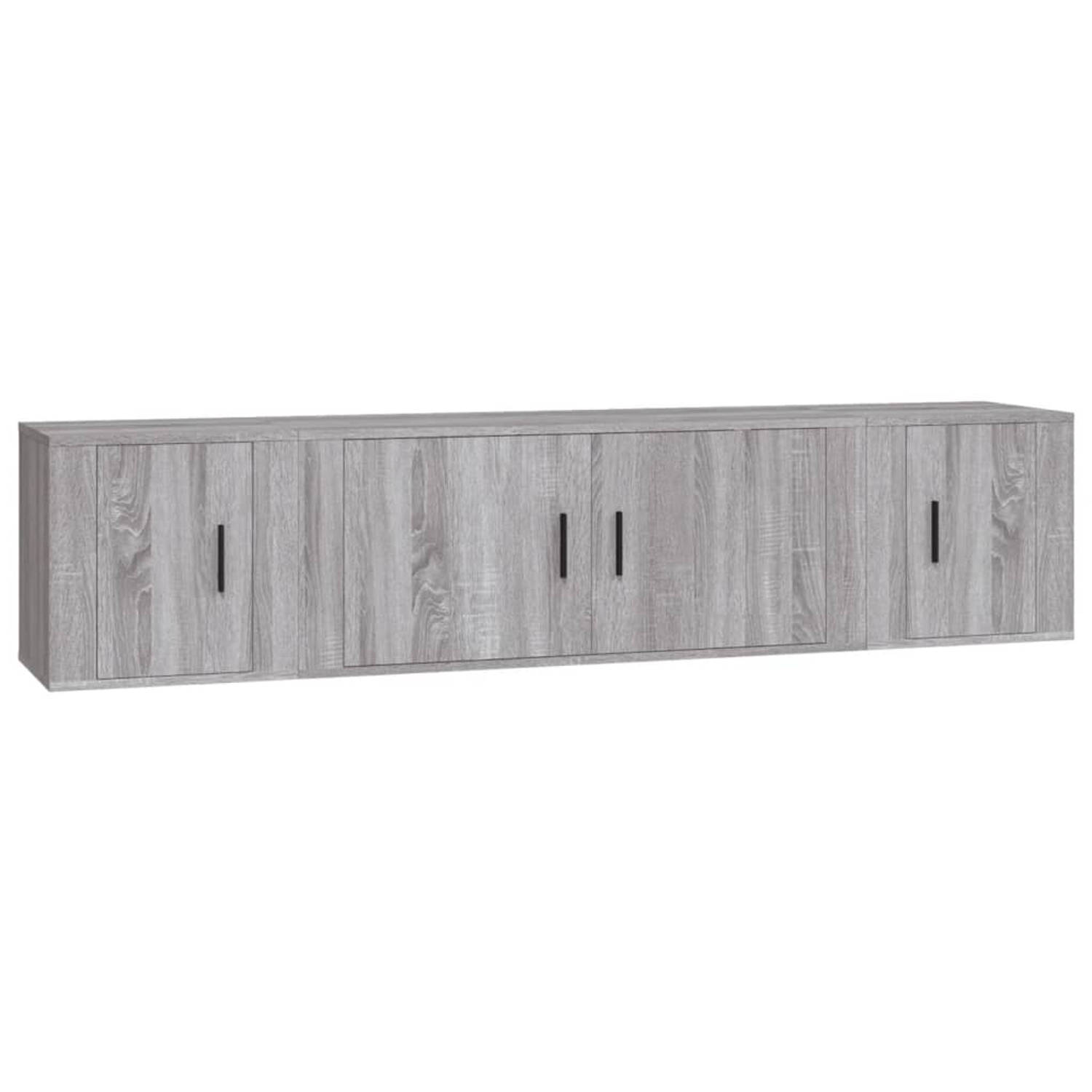 The Living Store Tv-meubelset - Klassiek design - Bewerkt hout - Grijs sonoma eiken - 100x34.5x40cm - Voldoende opbergruimte