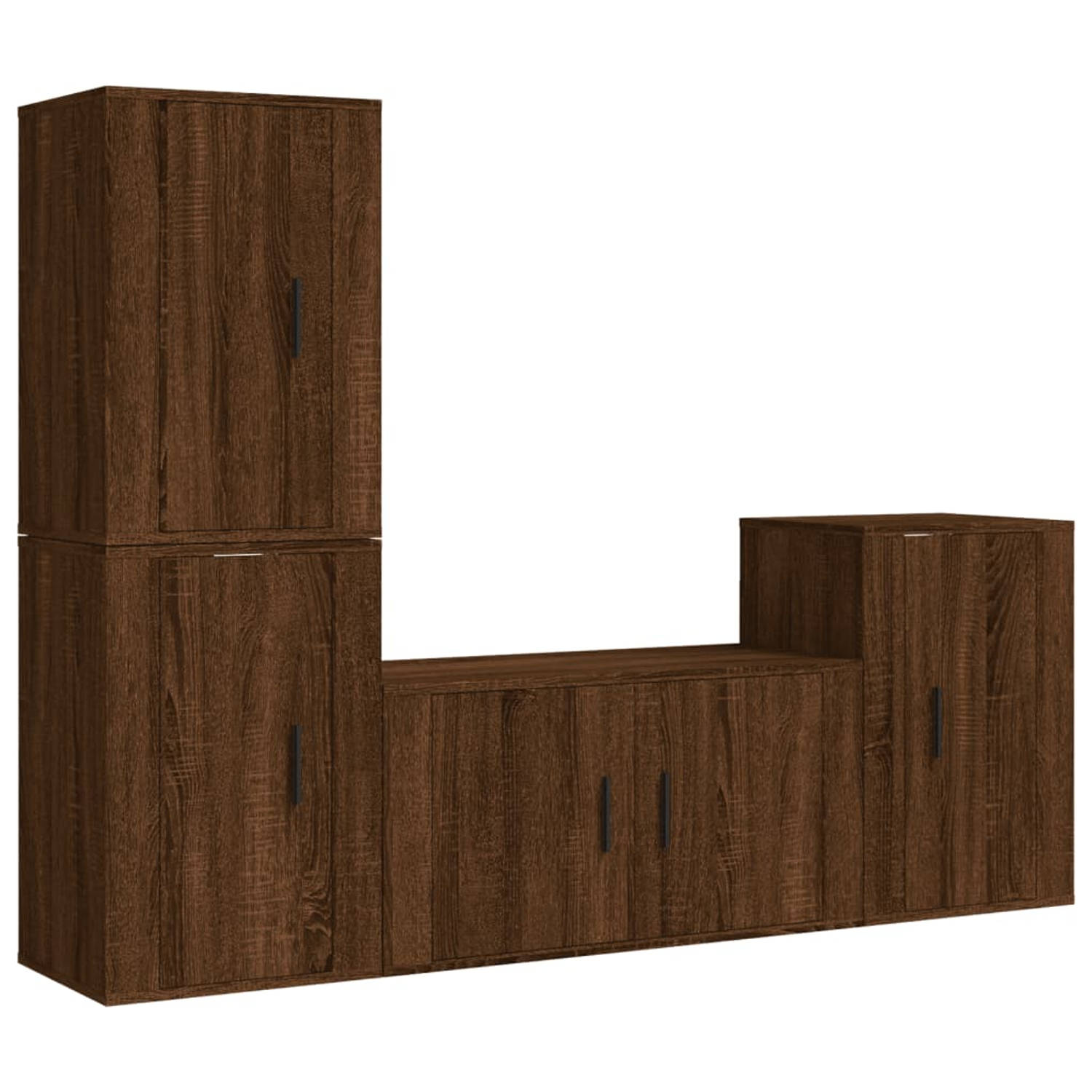 The Living Store TV-meubelset - klassiek - televisiekastenset - 80 x 34.5 x 40 cm - Ken- bruineiken - Materiaal- bewerkt hout