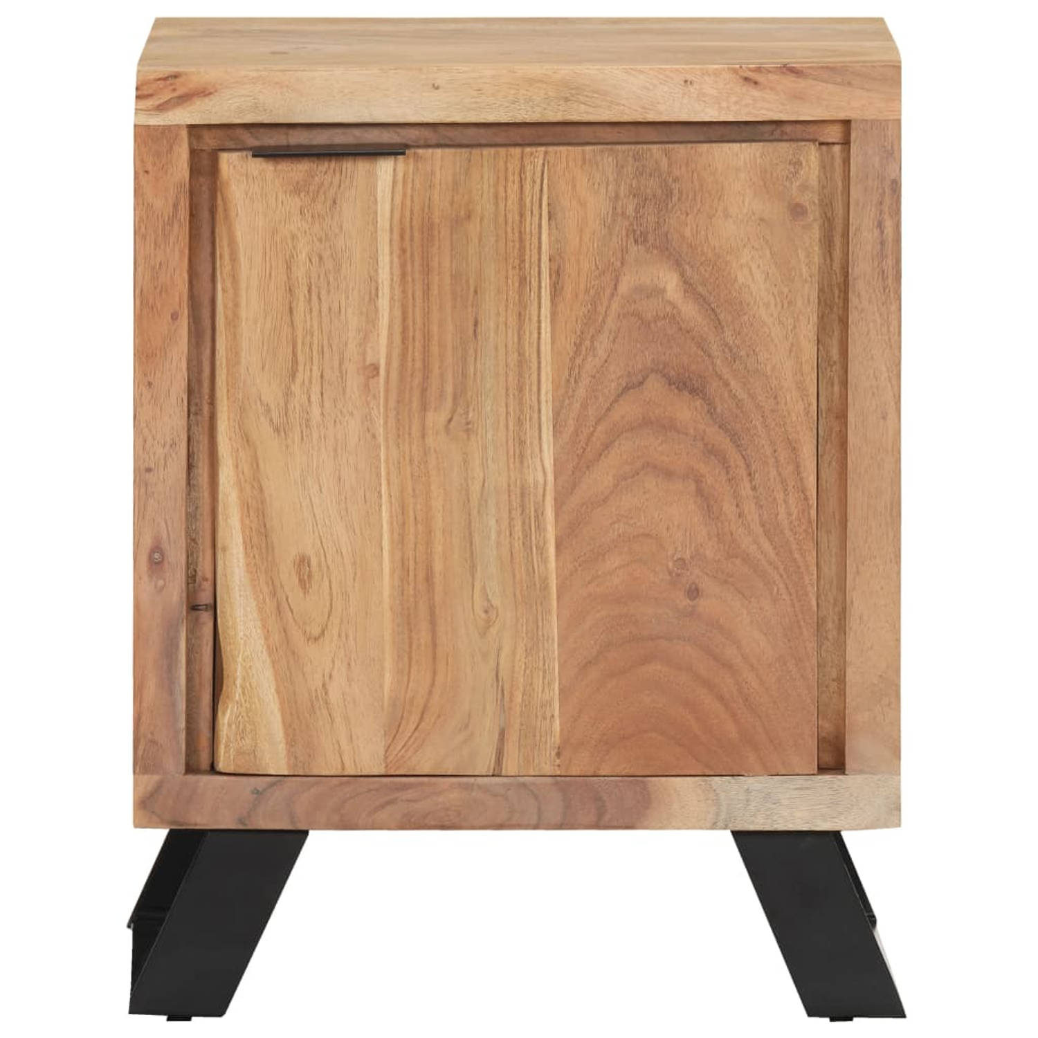 The Living Store Nachtkastje Industriële Stijl Acaciahout - 40 x 30 x 50 cm - Uniek design met natuurlijke houtnerven - Montage vereist