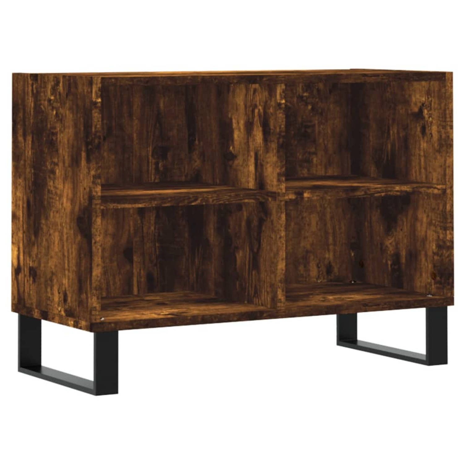 The Living Store Tv-meubel Tv-kast met 4 vakken Gerookt eiken 69.5 x 30 x 50 cm Stevig materiaal Vol