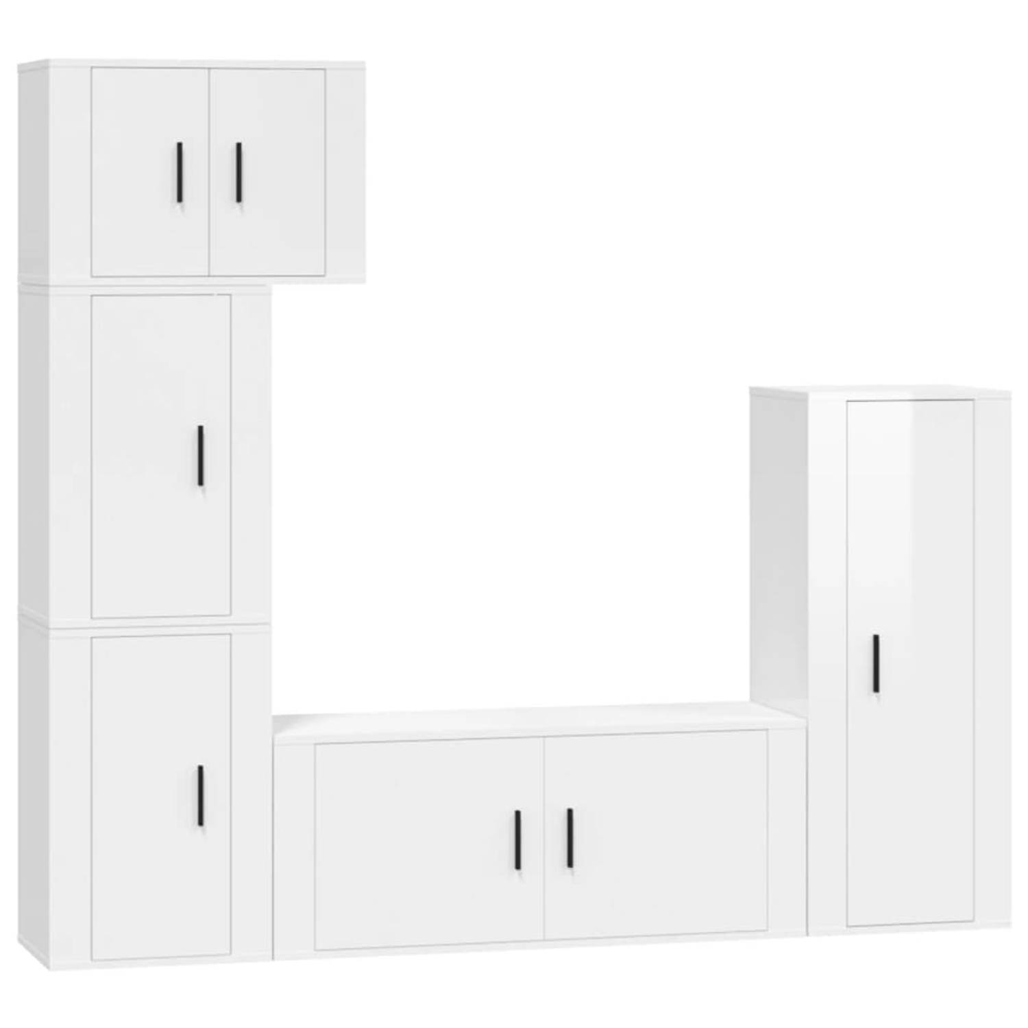 The Living Store Tv-meubel set Mediakasten - 1x 57x34.5x40cm - 1x 40x34.5x100cm - 1x 100x34.5x40cm - 2x 40x34.5x60cm - Hoogglans wit