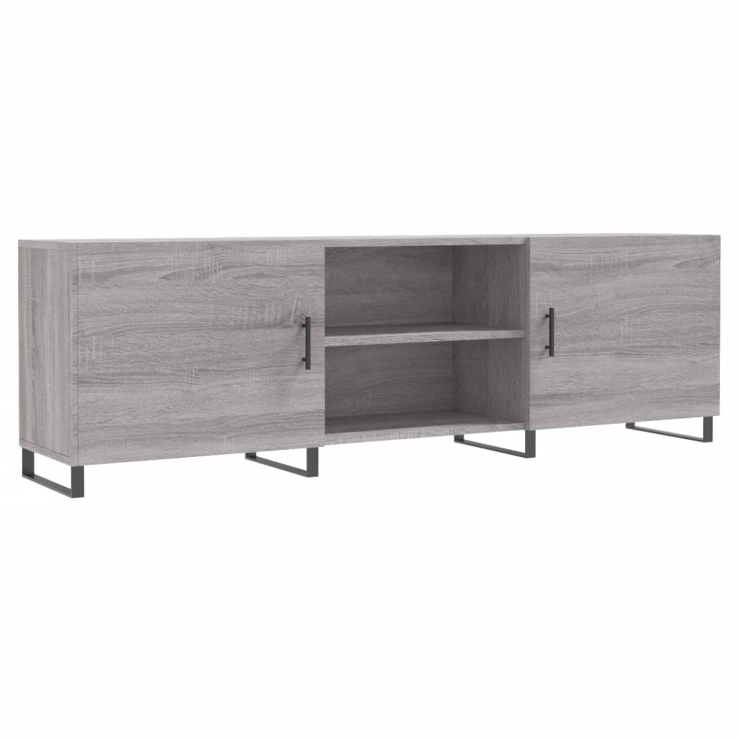 The Living Store TV-meubel - Sonoma Eiken - 150 x 30 x 50 cm - opbergruimte - decoratief - grijs - bewerkt hout en ijzer