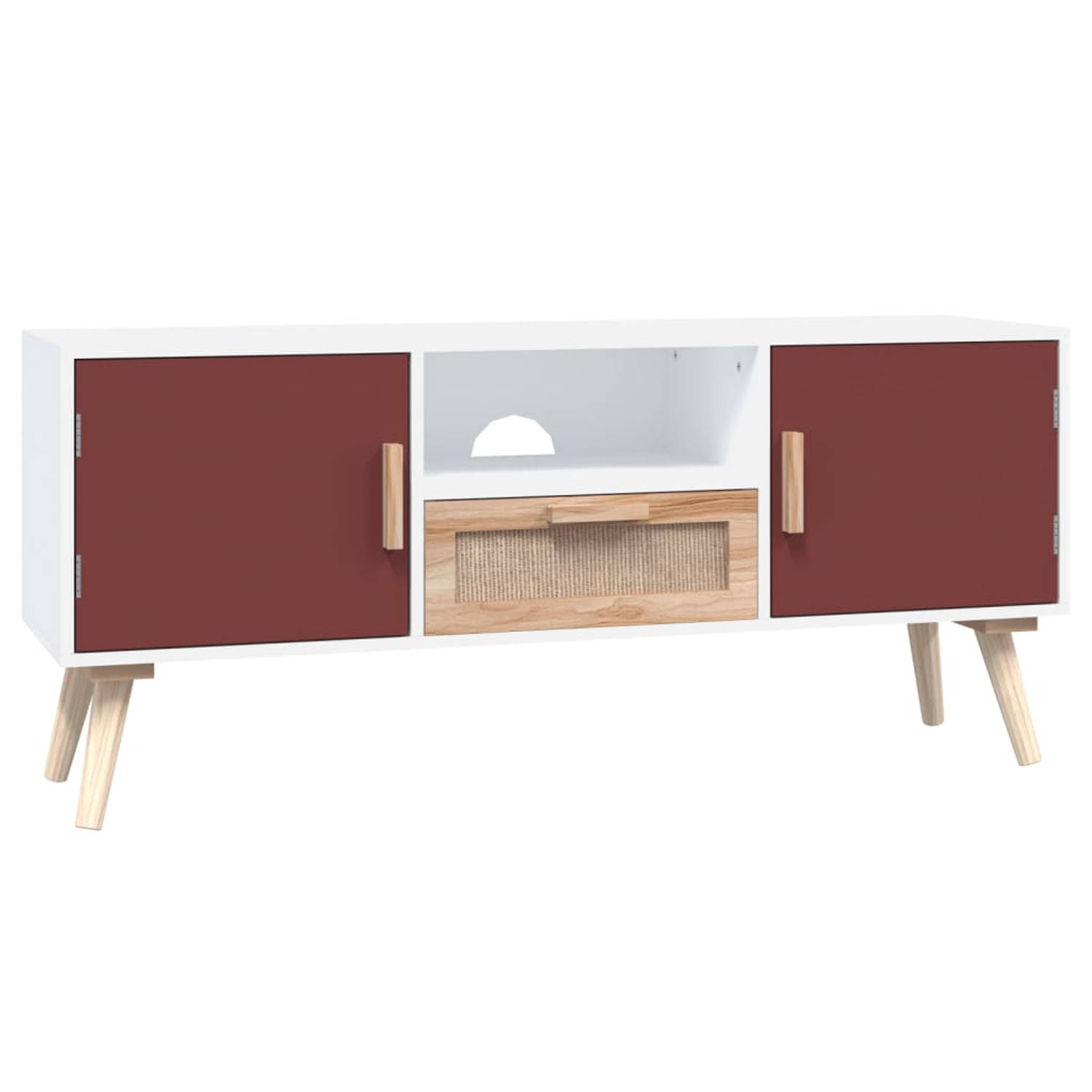 The Living Store Klassiek TV-meubel - wit - 105 x 30 x 45 cm - Duurzaam hout - Voldoende opbergruimte