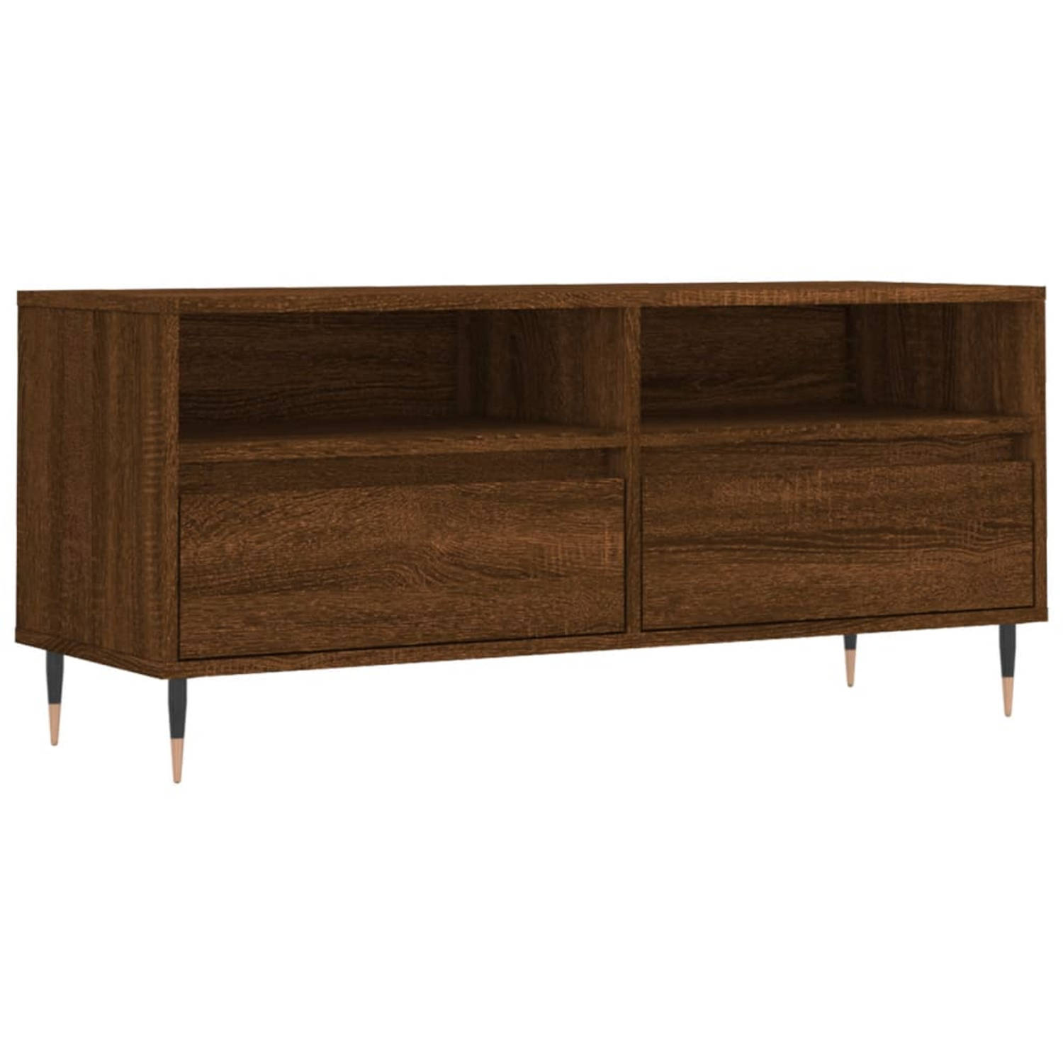 The Living Store Tv-meubel Bruineiken - 100 x 34.5 x 44.5 cm - Veel opbergruimte - stevig materiaal - eenvoudig schoon te maken